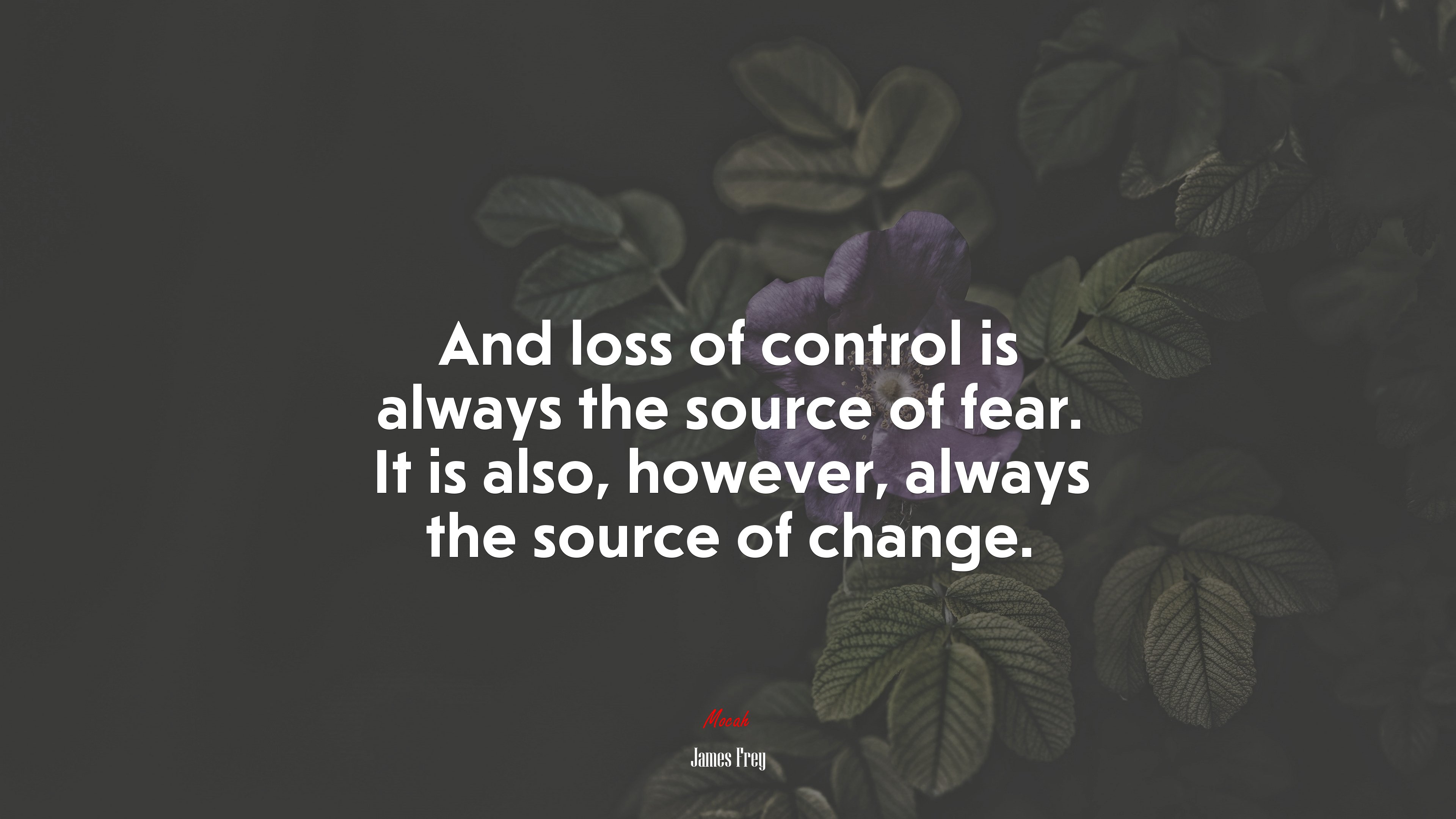 And loss of control is always the source of fear. It is also, however, always the source of change. | James Frey quote HD Wallpaper