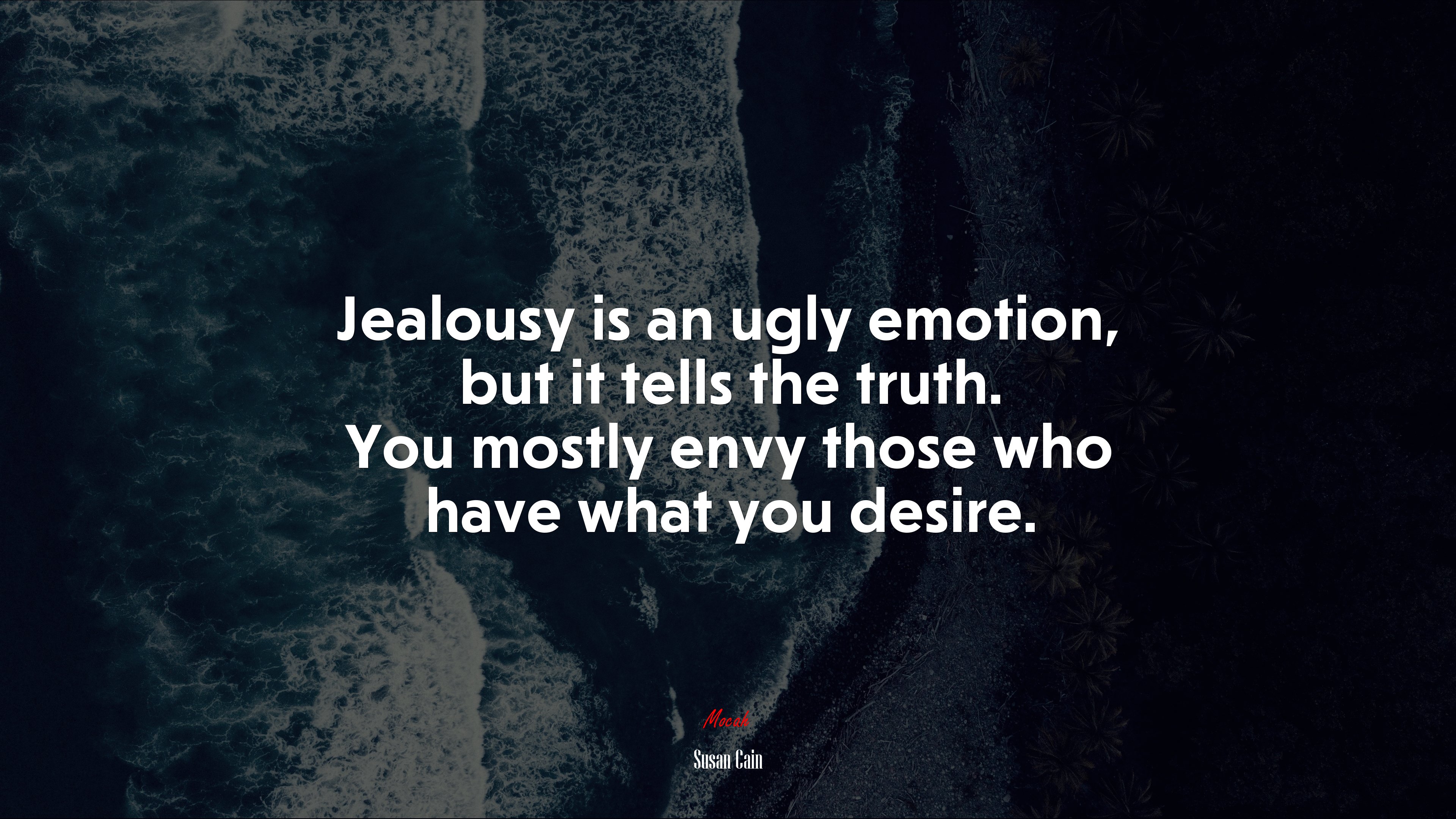 Jealousy is an ugly emotion, but it tells the truth. You mostly envy those who have what you desire. | Susan Cain quote HD Wallpaper