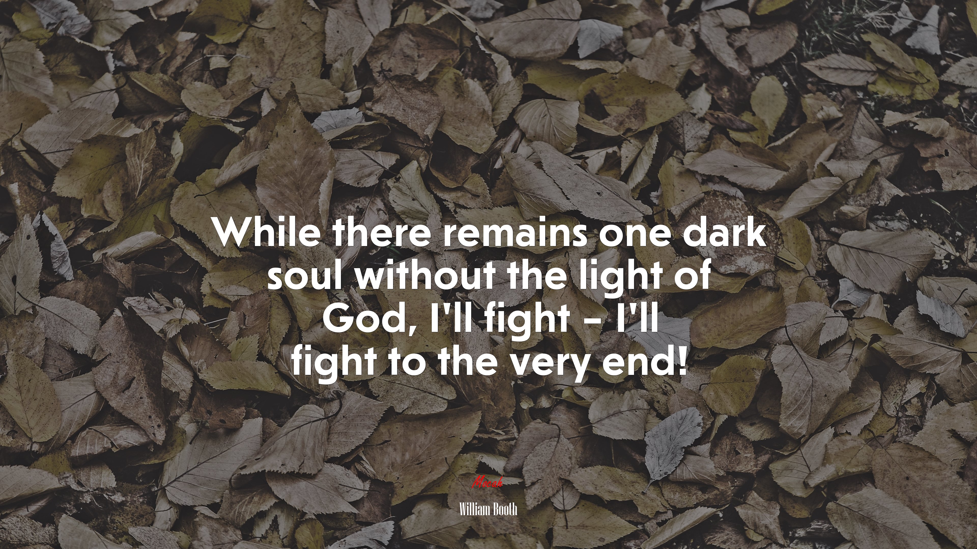 While there remains one dark soul without the light of God, I’ll fight – I’ll fight to the very end! | William Booth quote HD Wallpaper