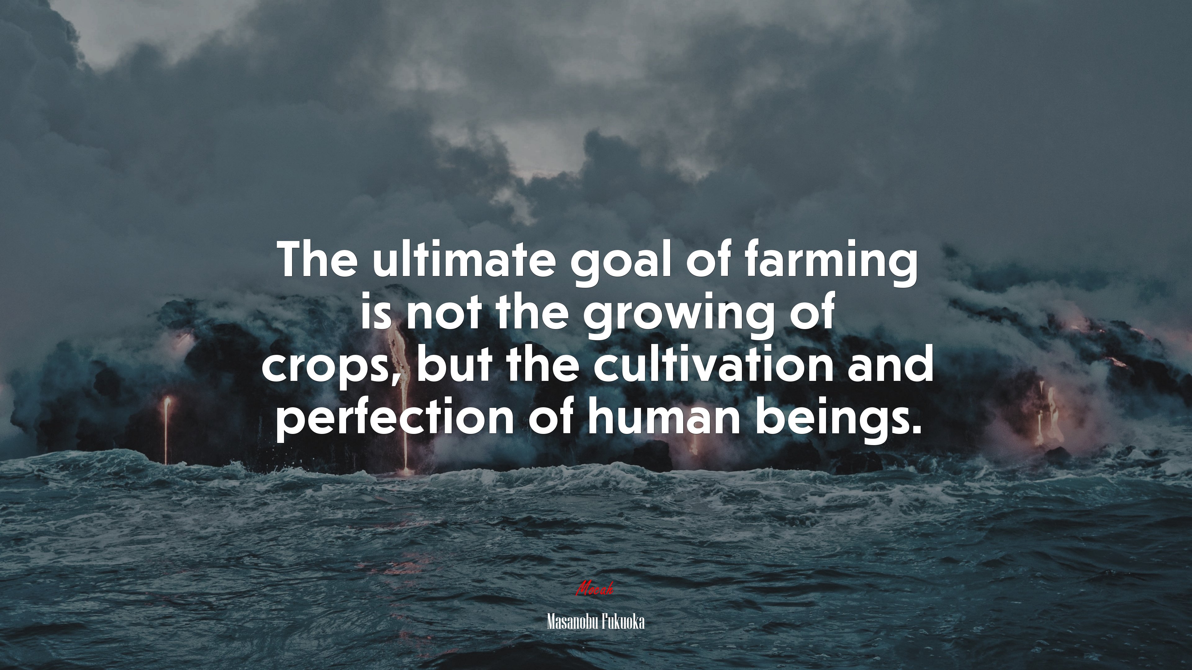 The ultimate goal of farming is not the growing of crops, but the cultivation and perfection of human beings. | Masanobu Fukuoka quote HD Wallpaper