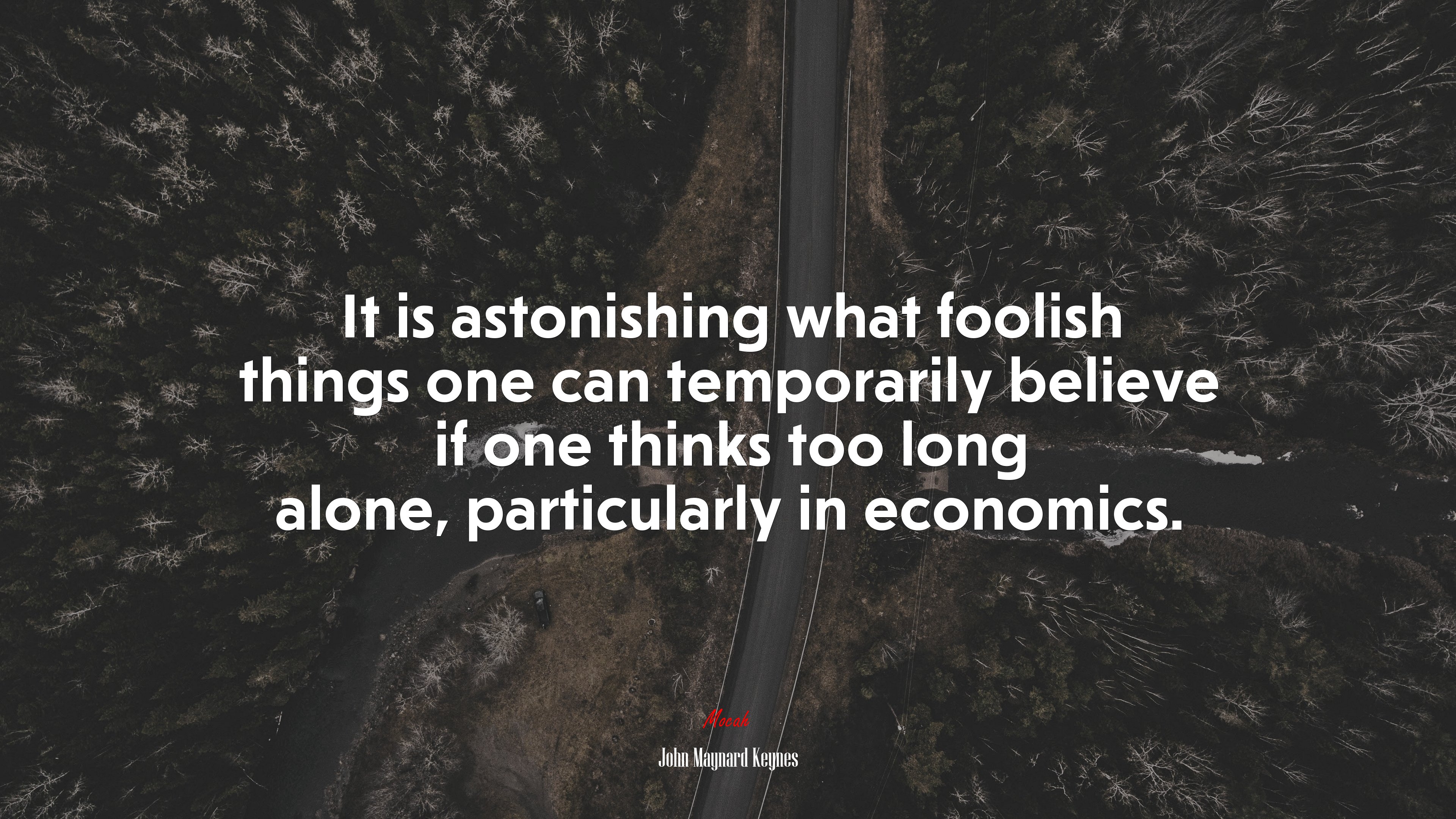 It is astonishing what foolish things one can temporarily believe if one thinks too long alone, particularly in economics. | John Maynard Keynes quote HD Wallpaper