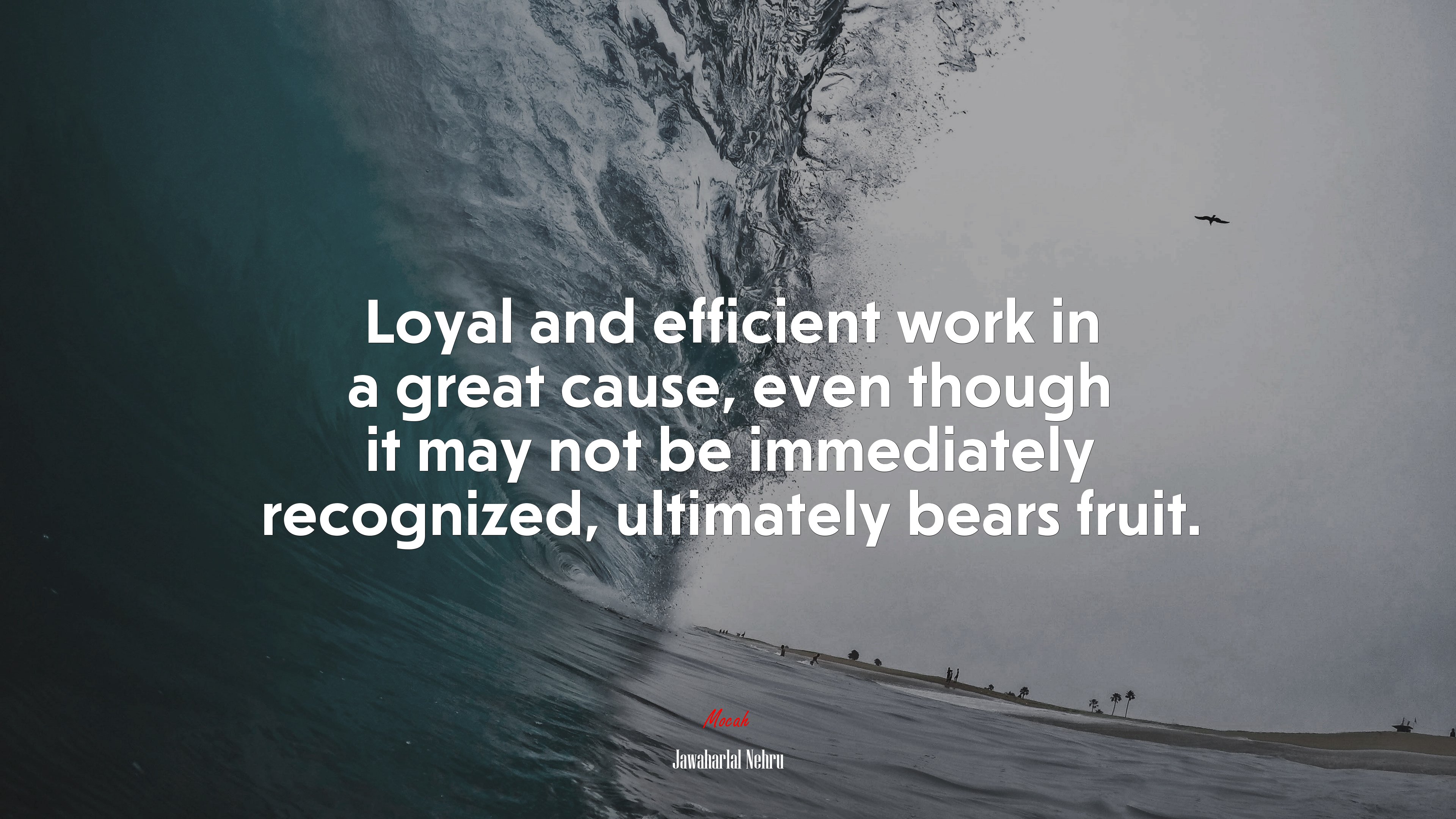 Loyal and efficient work in a great cause, even though it may not be immediately recognized, ultimately bears fruit. | Jawaharlal Nehru quote HD Wallpaper