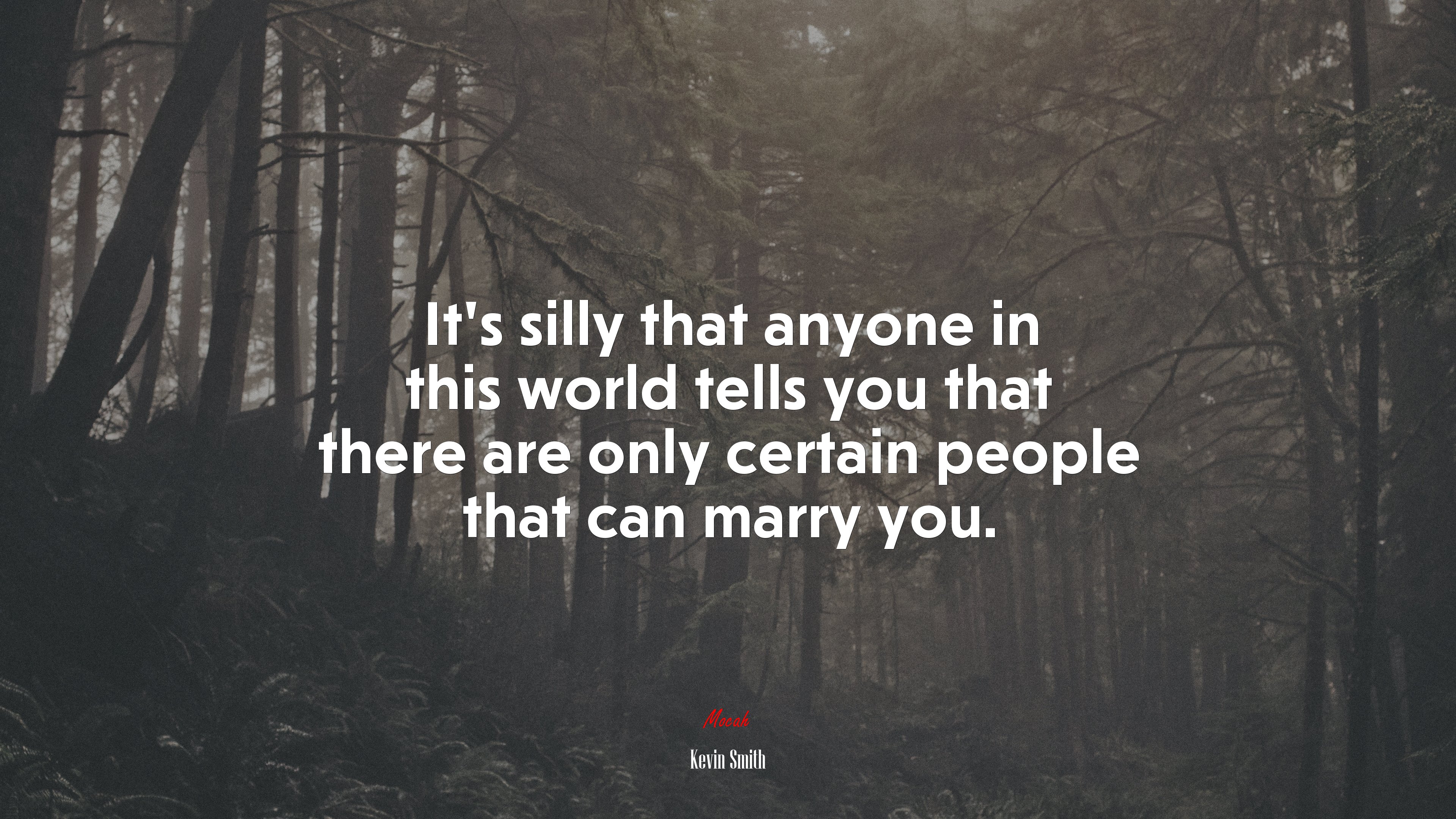It’s silly that anyone in this world tells you that there are only certain people that can marry you. | Kevin Smith quote HD Wallpaper