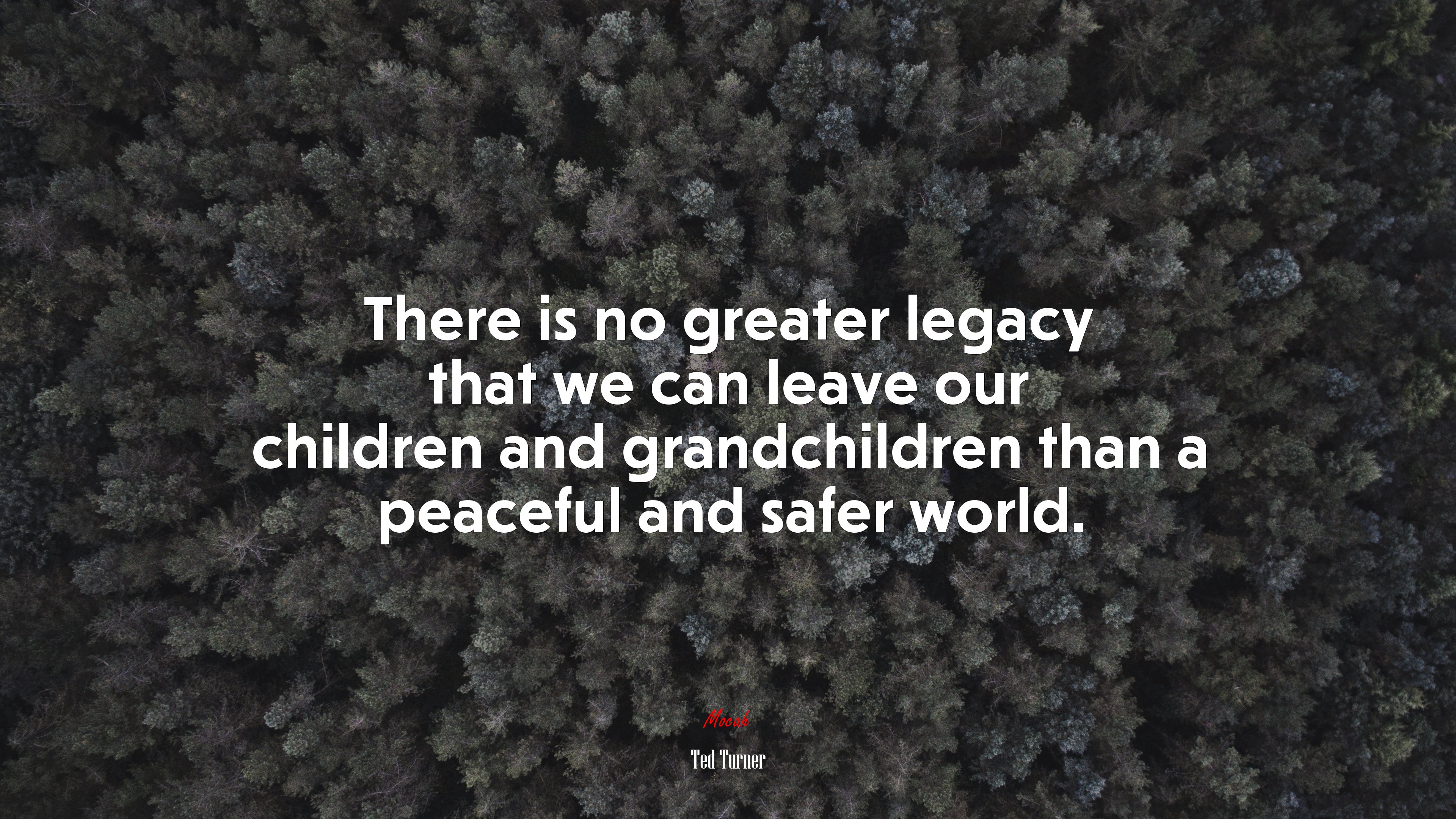 There is no greater legacy that we can leave our children and grandchildren than a peaceful and safer world. | Ted Turner quote HD Wallpaper