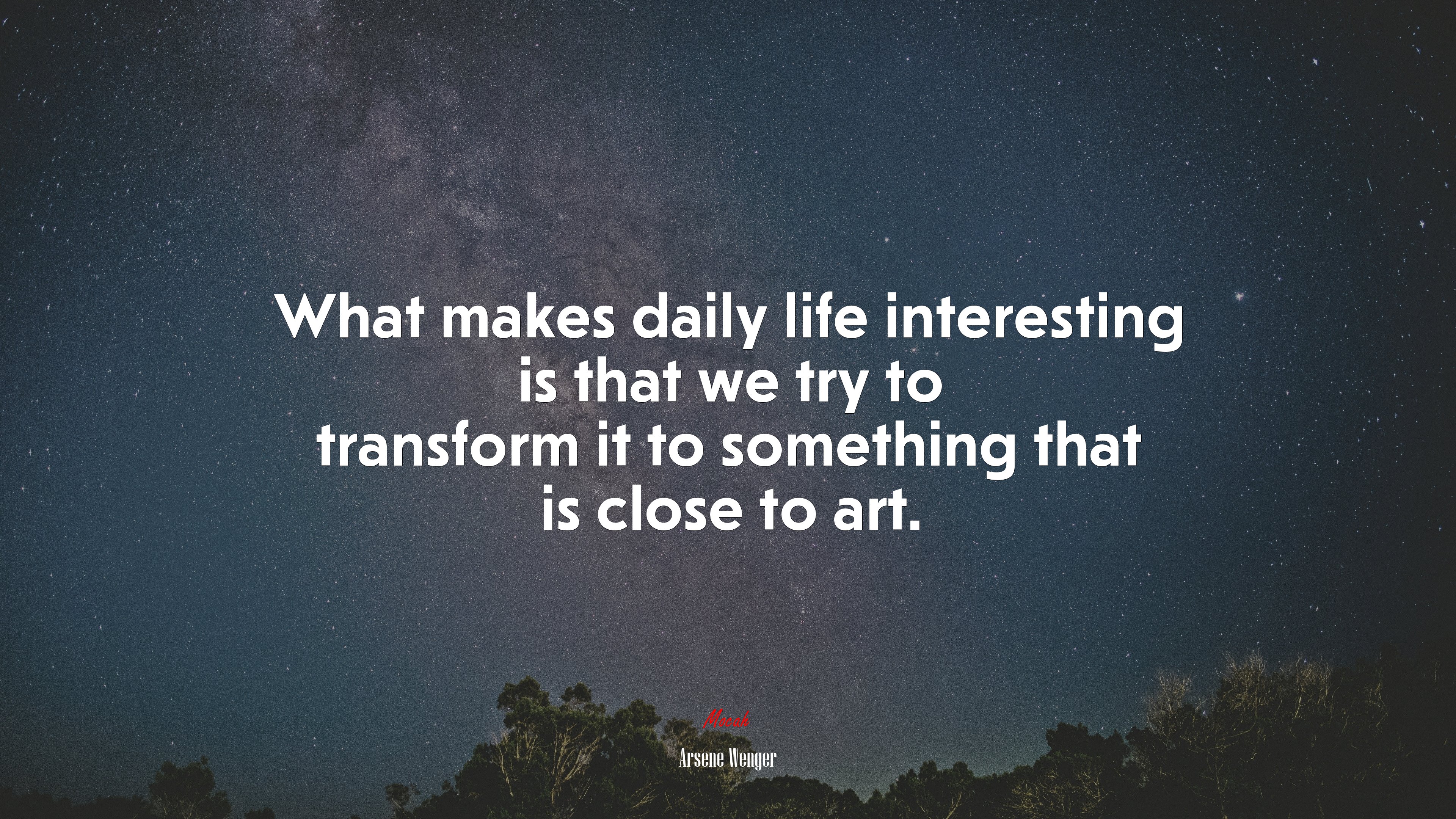 What makes daily life interesting is that we try to transform it to something that is close to art. | Arsene Wenger quote HD Wallpaper