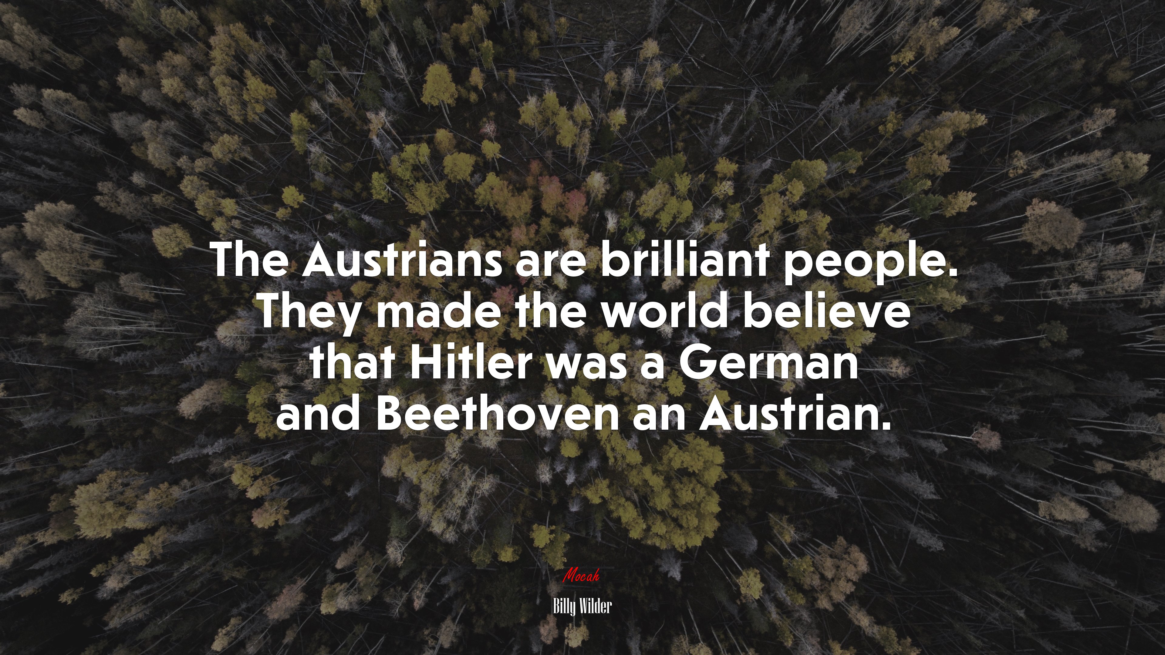 The Austrians are brilliant people. They made the world believe that Hitler was a German and Beethoven an Austrian. | Billy Wilder quote HD Wallpaper