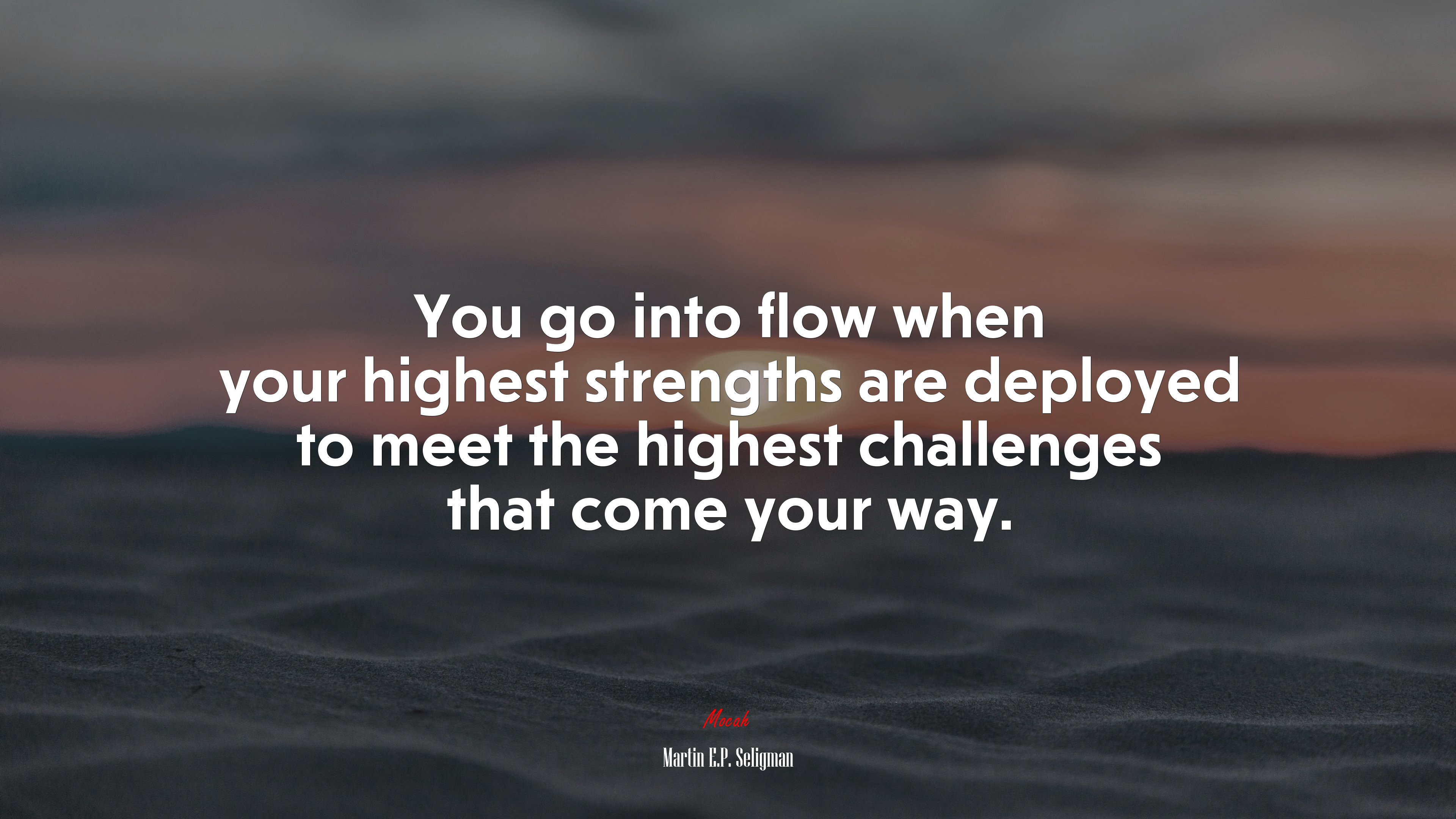 You go into flow when your highest strengths are deployed to meet the highest challenges that come your way. | Martin E.P. Seligman quote HD Wallpaper