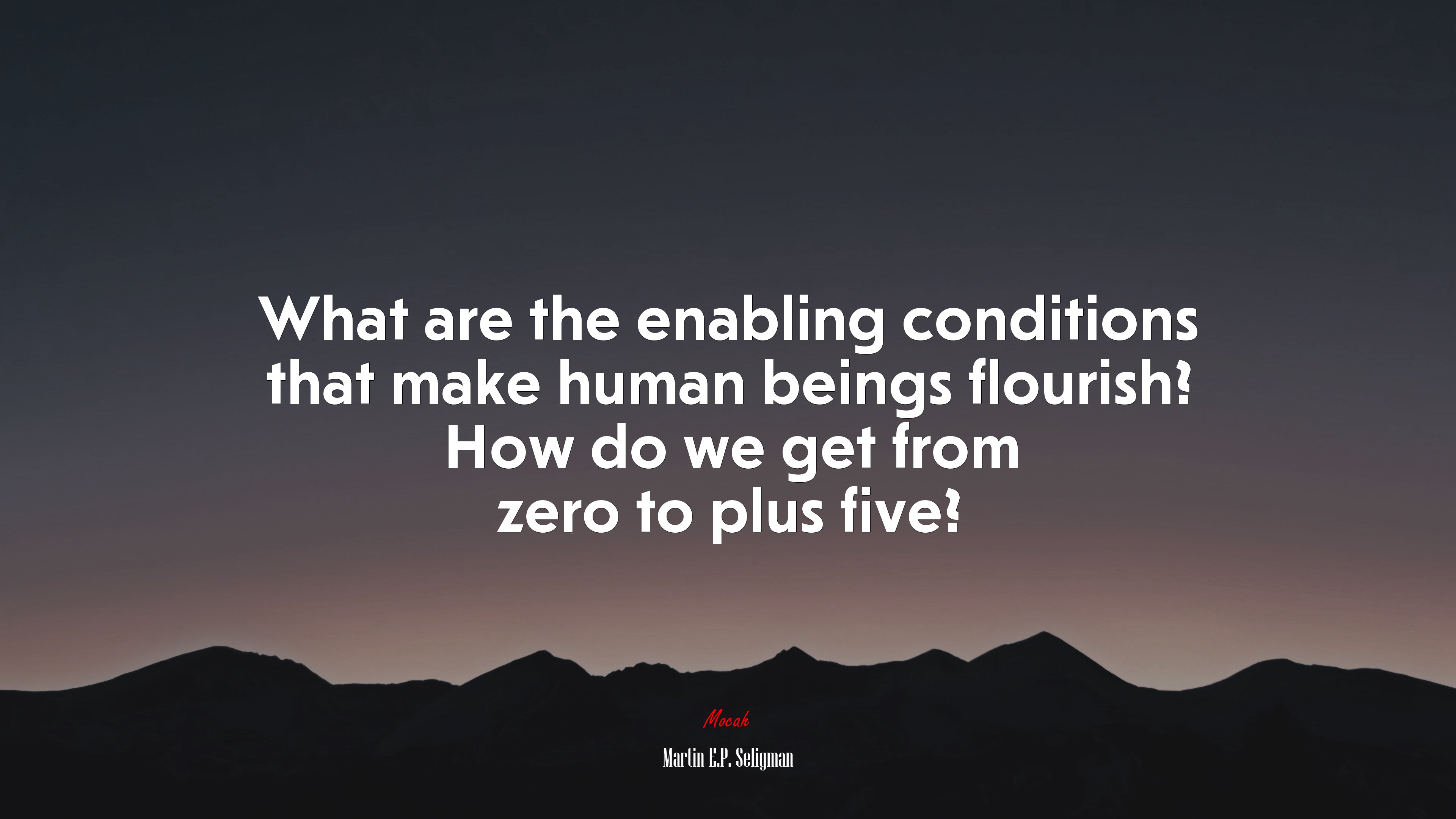 What are the enabling conditions that make human beings flourish? How do we get from zero to plus five? | Martin E.P. Seligman quote HD Wallpaper