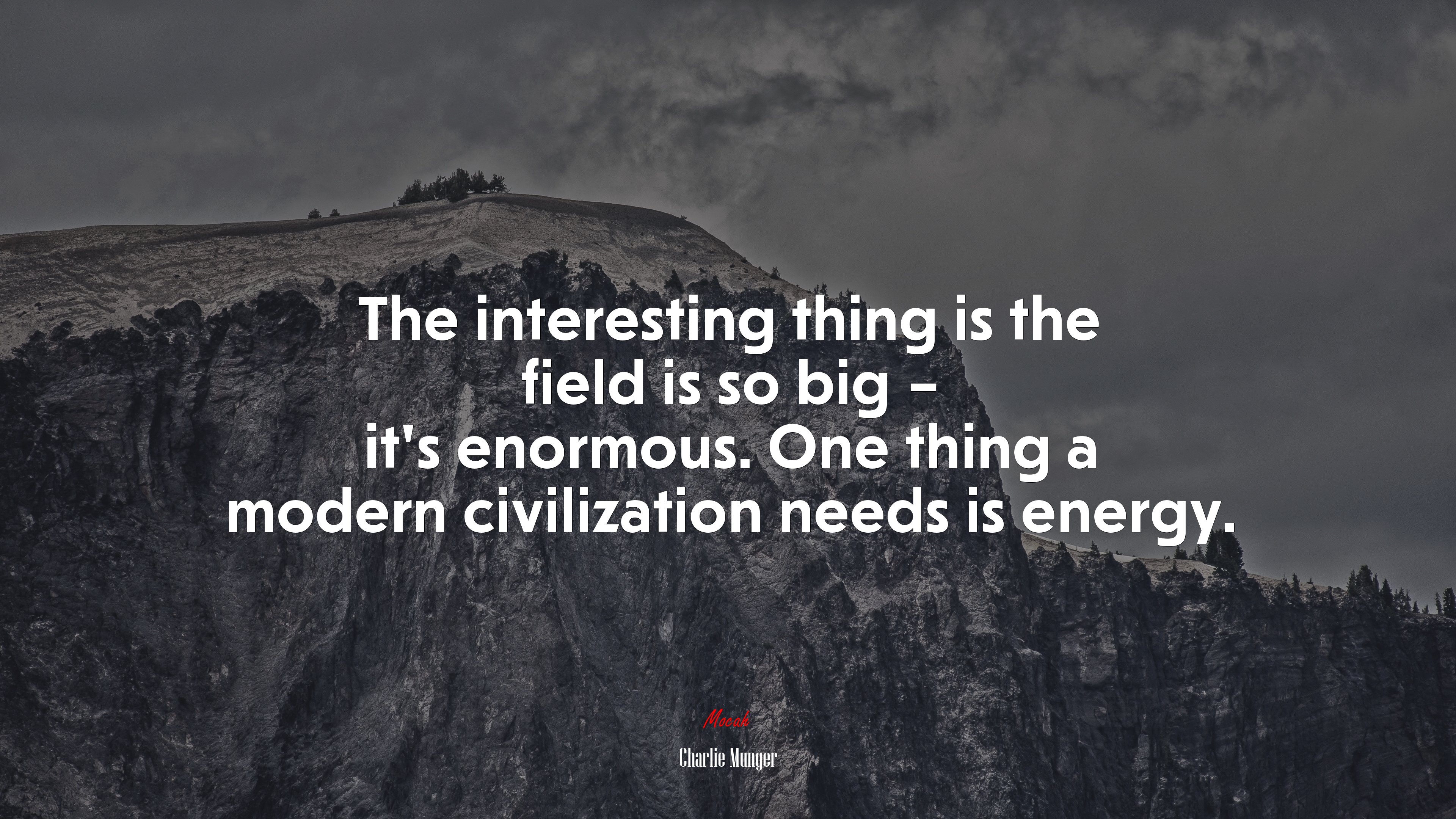 The interesting thing is the field is so big – it’s enormous. One thing a modern civilization needs is energy. | Charlie Munger quote HD Wallpaper