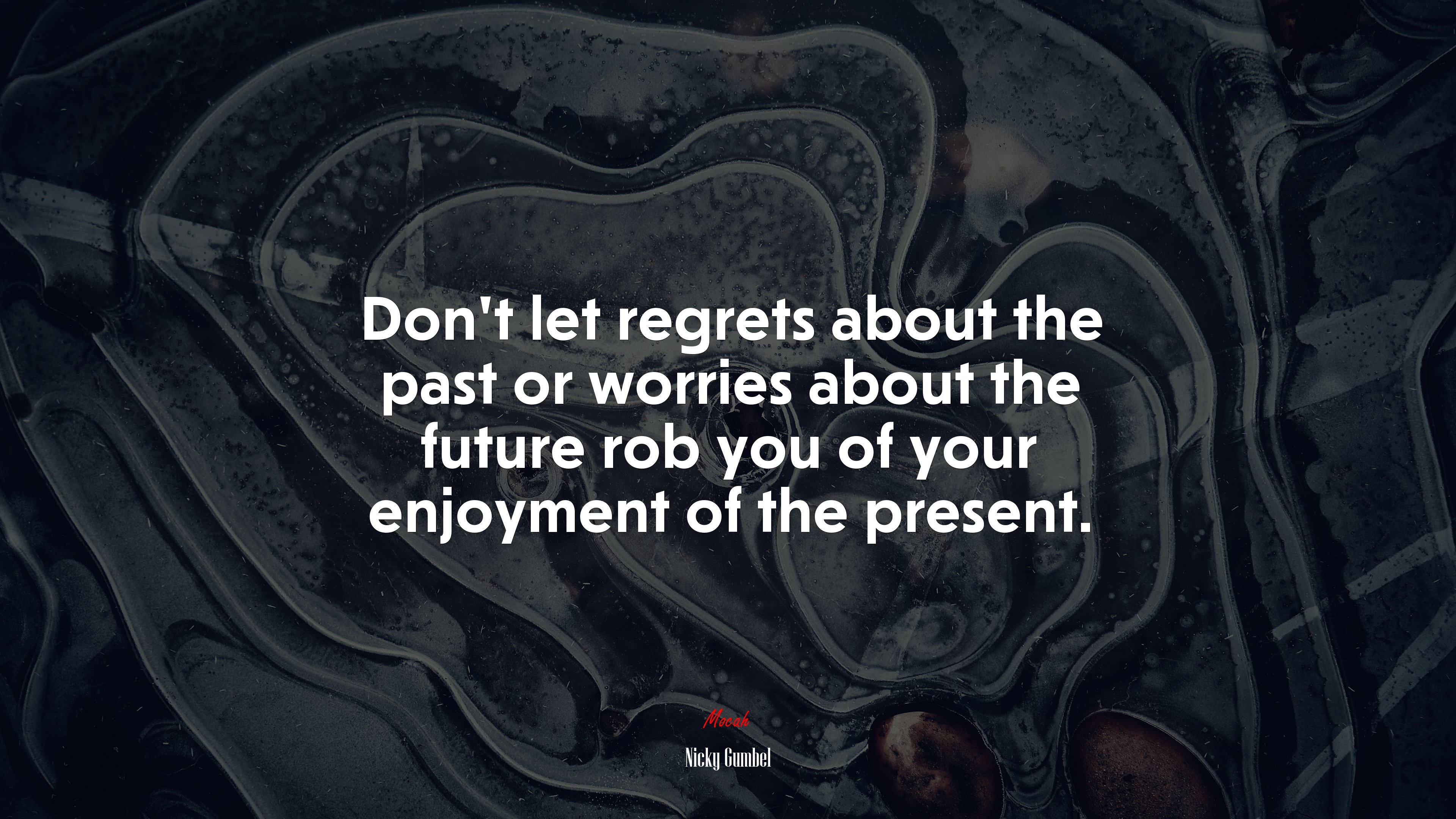 Don’t let regrets about the past or worries about the future rob you of your enjoyment of the present. | Nicky Gumbel quote HD Wallpaper