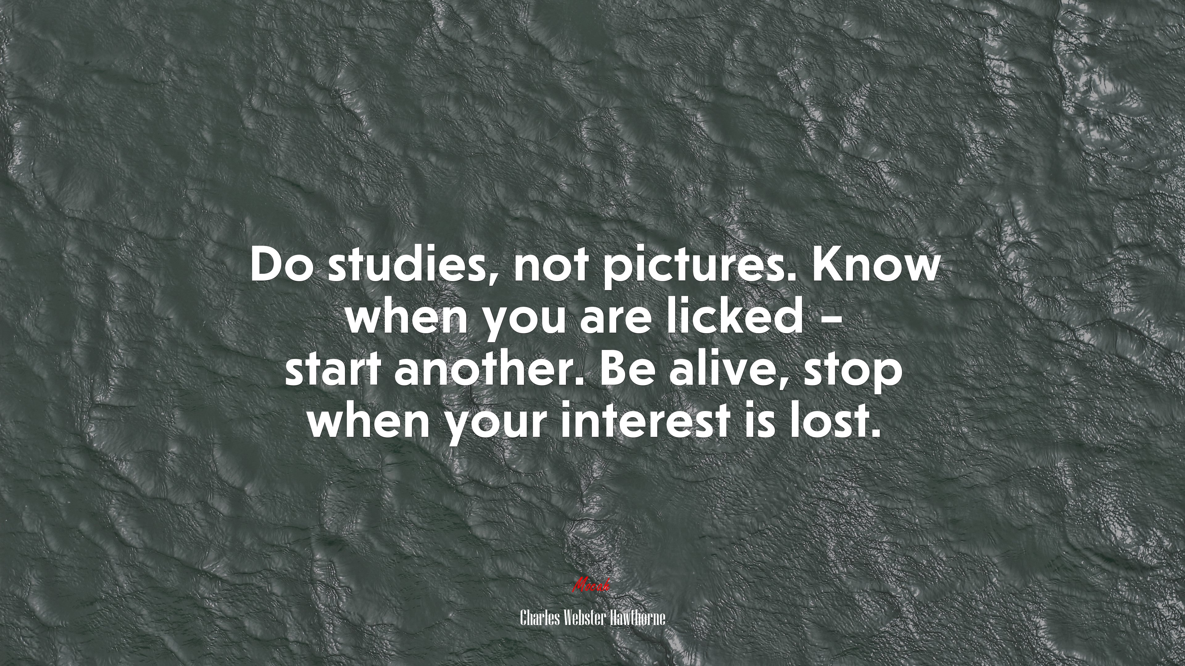 Do studies, not pictures. Know when you are licked – start another. Be alive, stop when your interest is lost. | Charles Webster Hawthorne quote HD Wallpaper