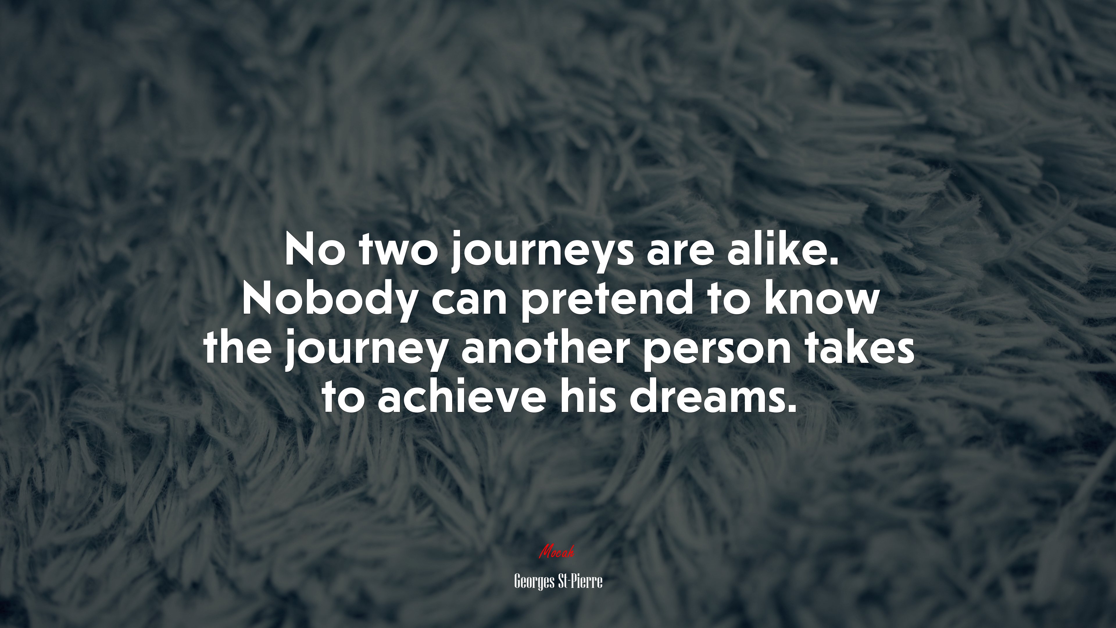No two journeys are alike. Nobody can pretend to know the journey another person takes to achieve his dreams. | Georges St-Pierre quote HD Wallpaper