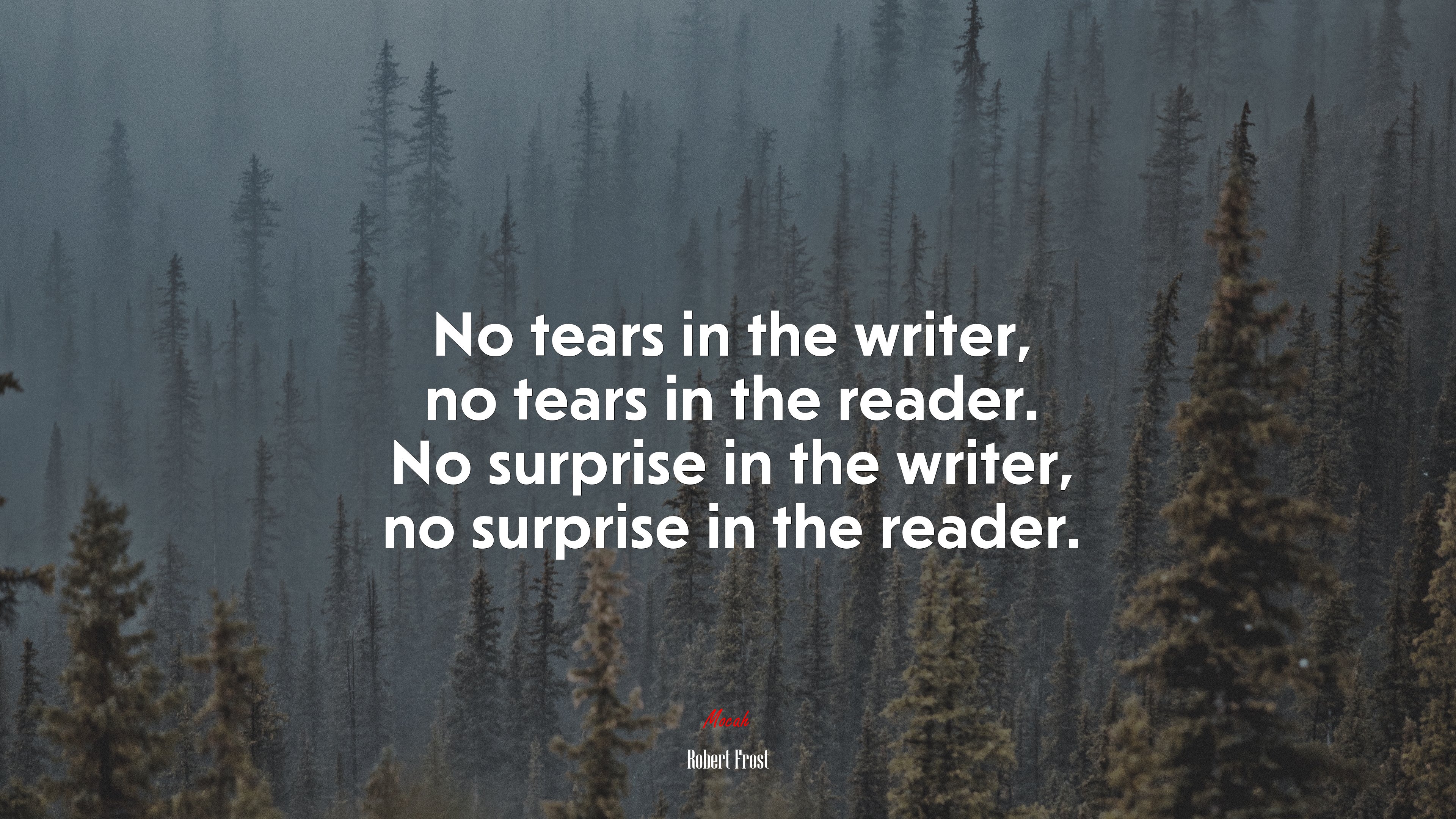 No tears in the writer, no tears in the reader. No surprise in the writer, no surprise in the reader. | Robert Frost quote HD Wallpaper
