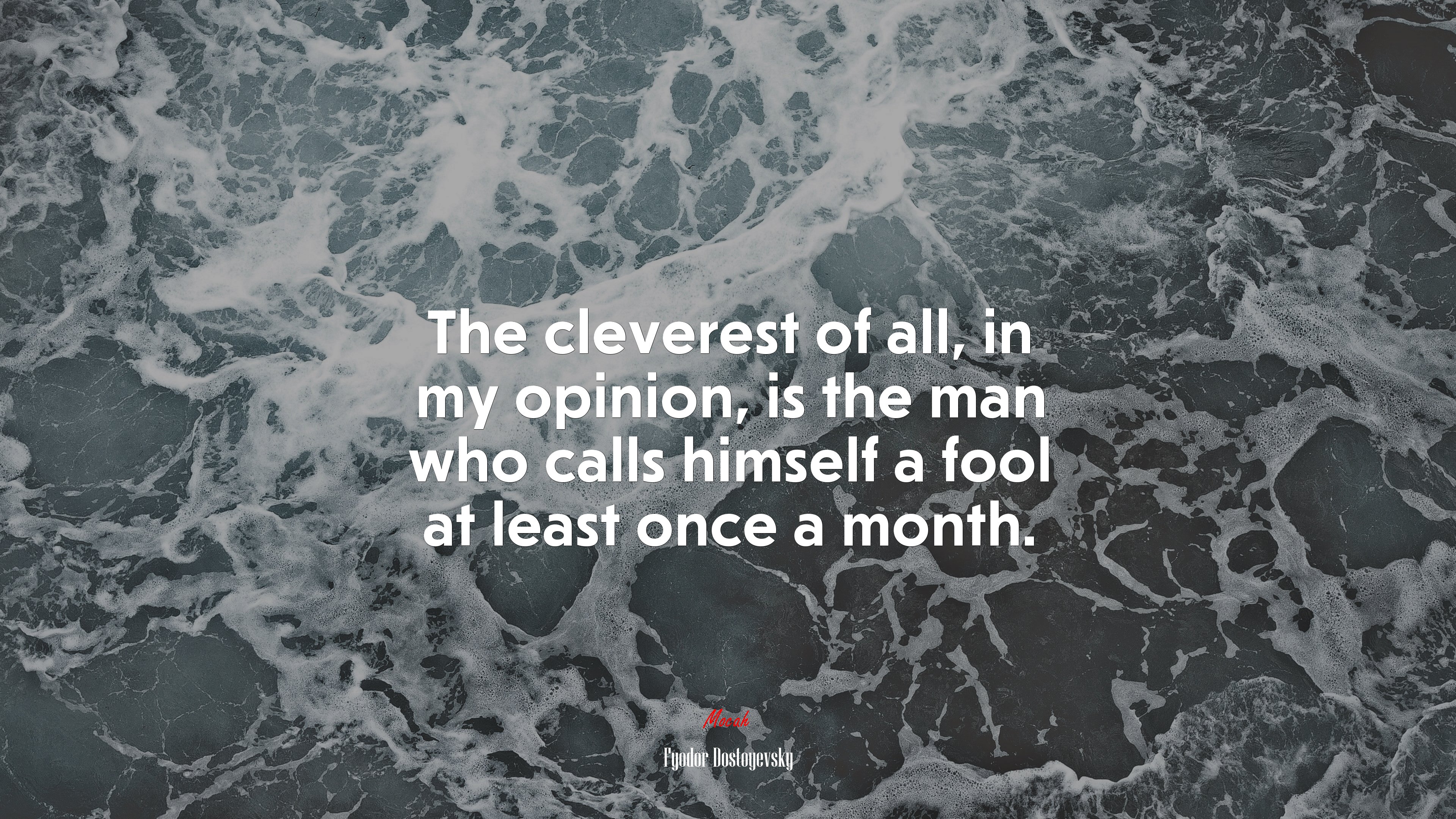 The cleverest of all, in my opinion, is the man who calls himself a fool at least once a month. | Fyodor Dostoyevsky quote HD Wallpaper