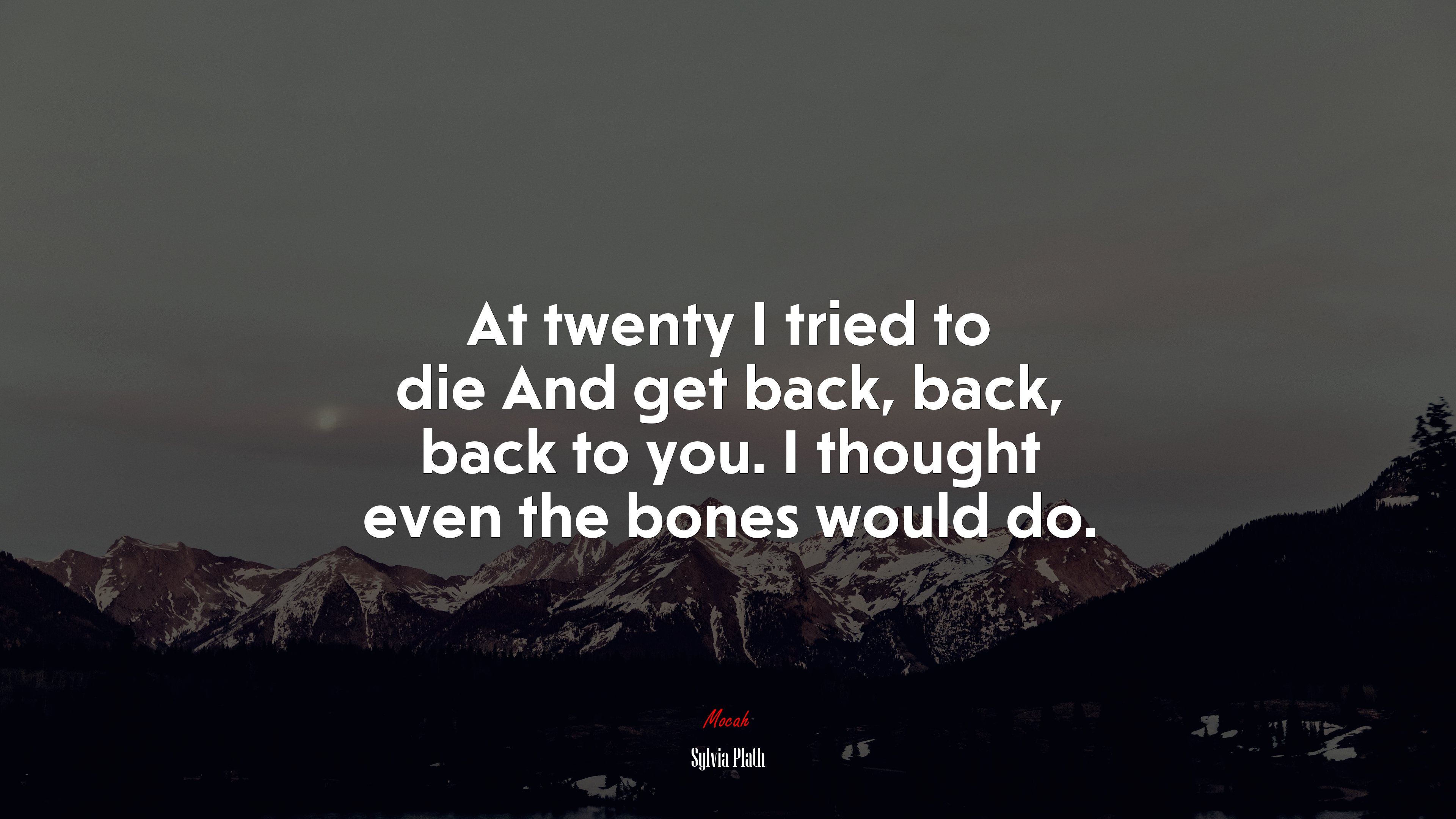 At twenty I tried to die And get back, back, back to you. I thought even the bones would do. | Sylvia Plath quote HD Wallpaper