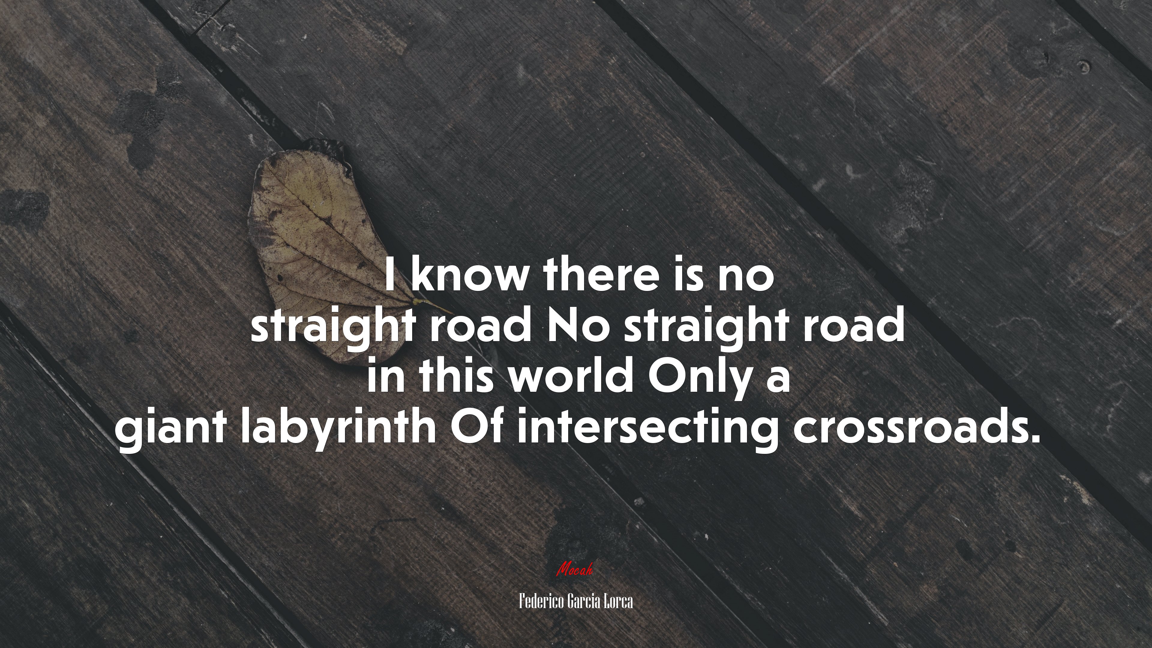 I know there is no straight road No straight road in this world Only a giant labyrinth Of intersecting crossroads. | Federico García Lorca quote HD Wallpaper