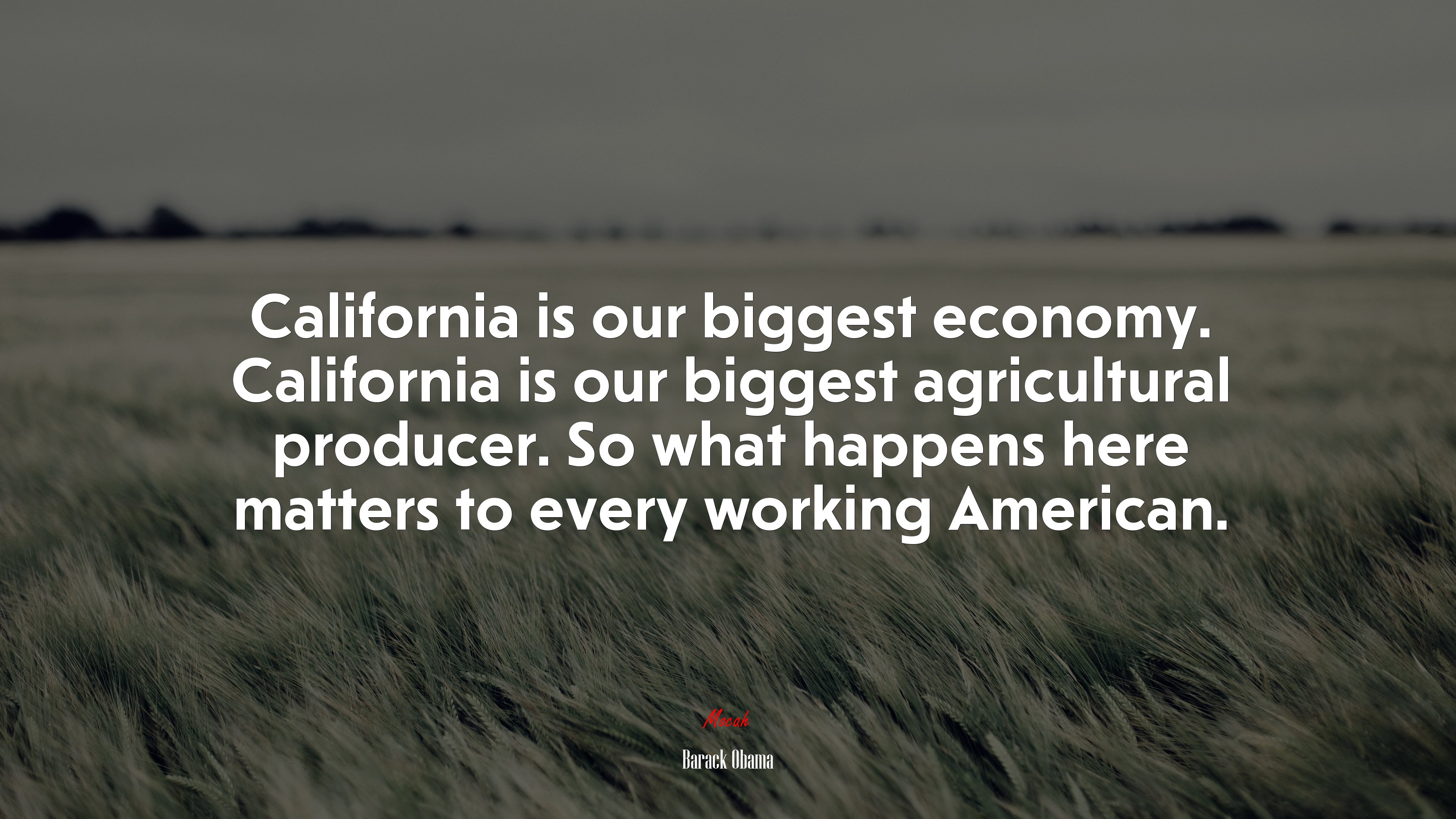 California is our biggest economy. California is our biggest agricultural producer. So what happens here matters to every working American. | Barack Obama quote HD Wallpaper