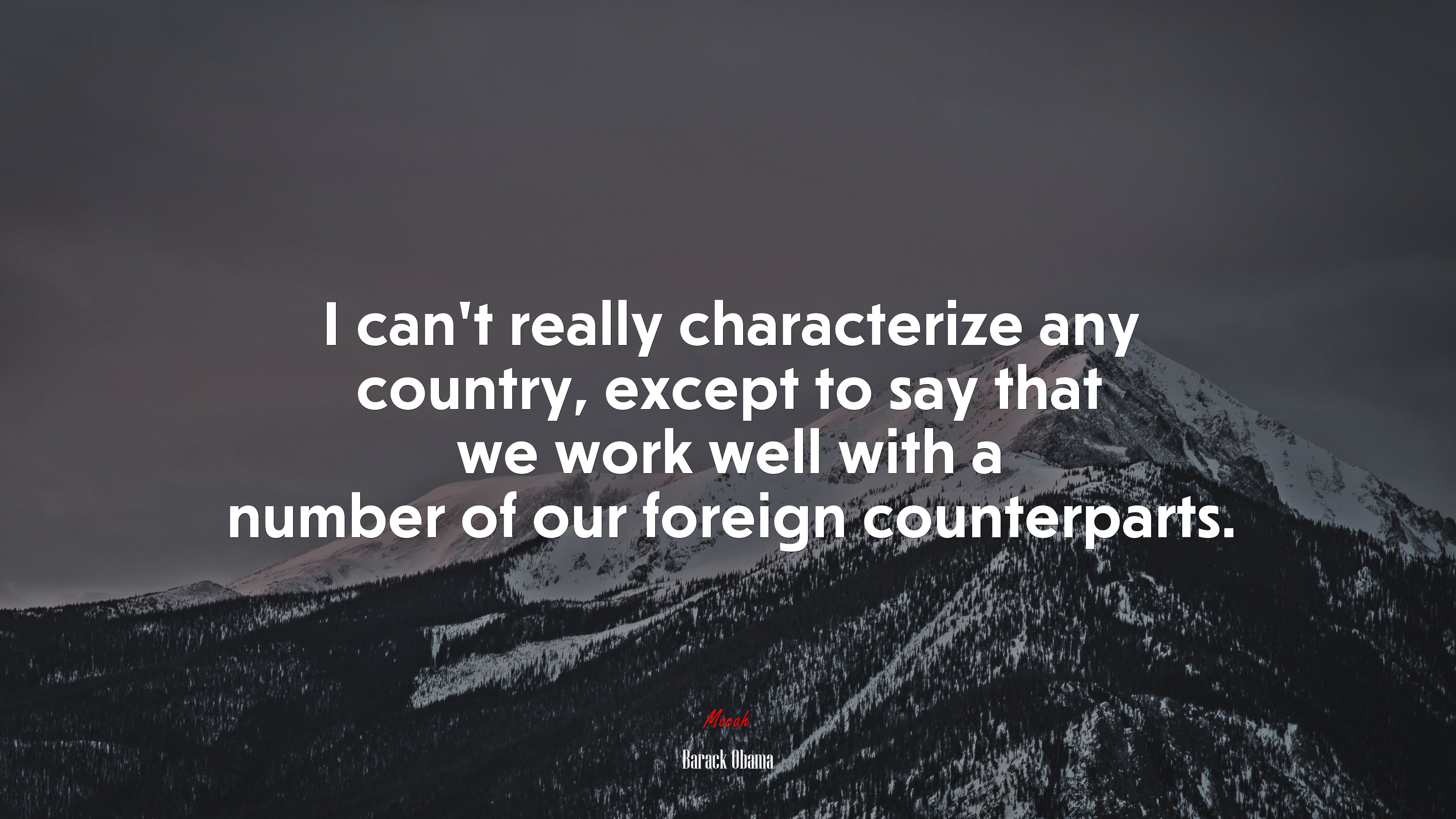 I can’t really characterize any country, except to say that we work well with a number of our foreign counterparts. | Barack Obama quote HD Wallpaper