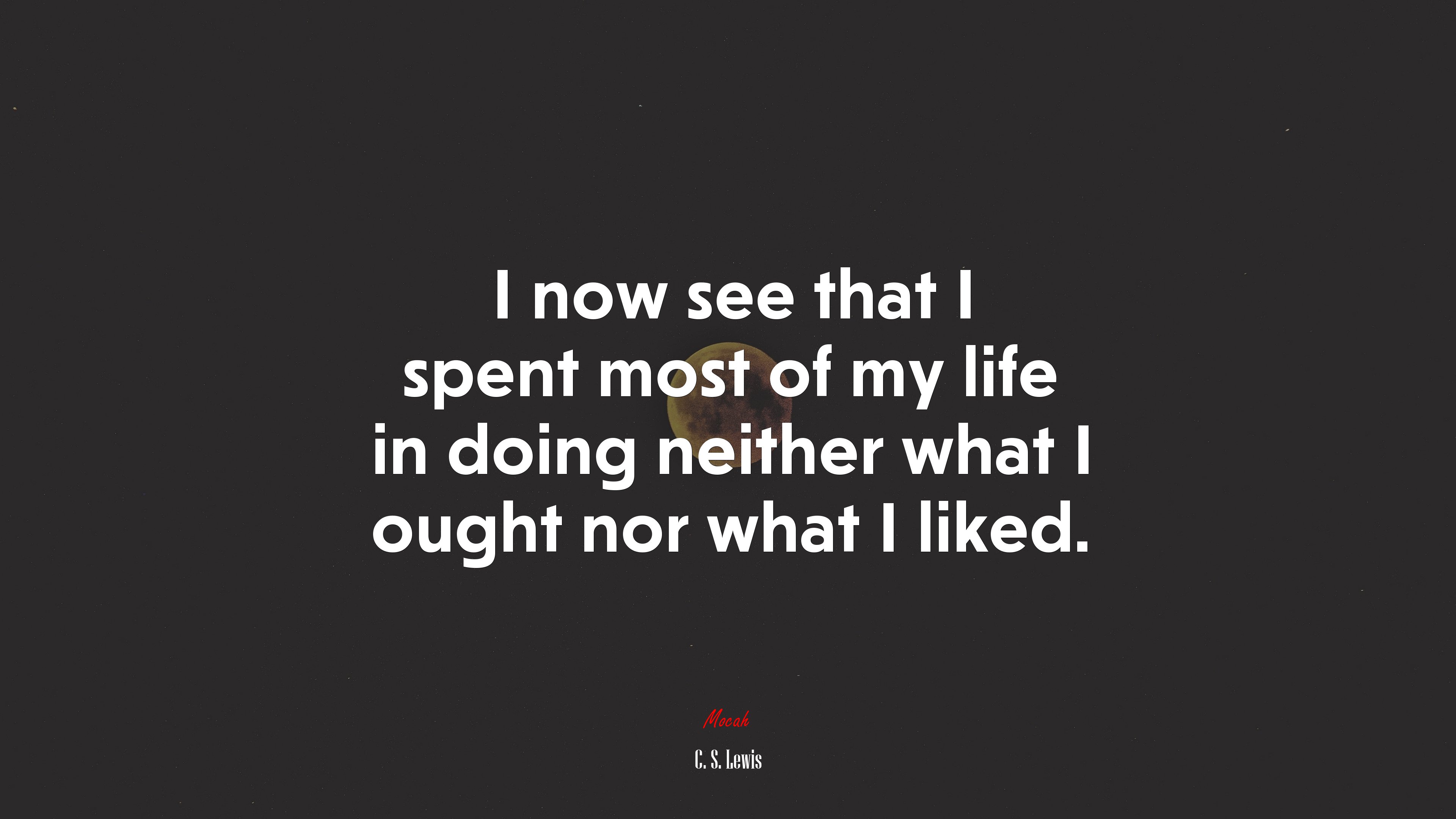 I now see that I spent most of my life in doing neither what I ought nor what I liked. | C. S. Lewis quote HD Wallpaper