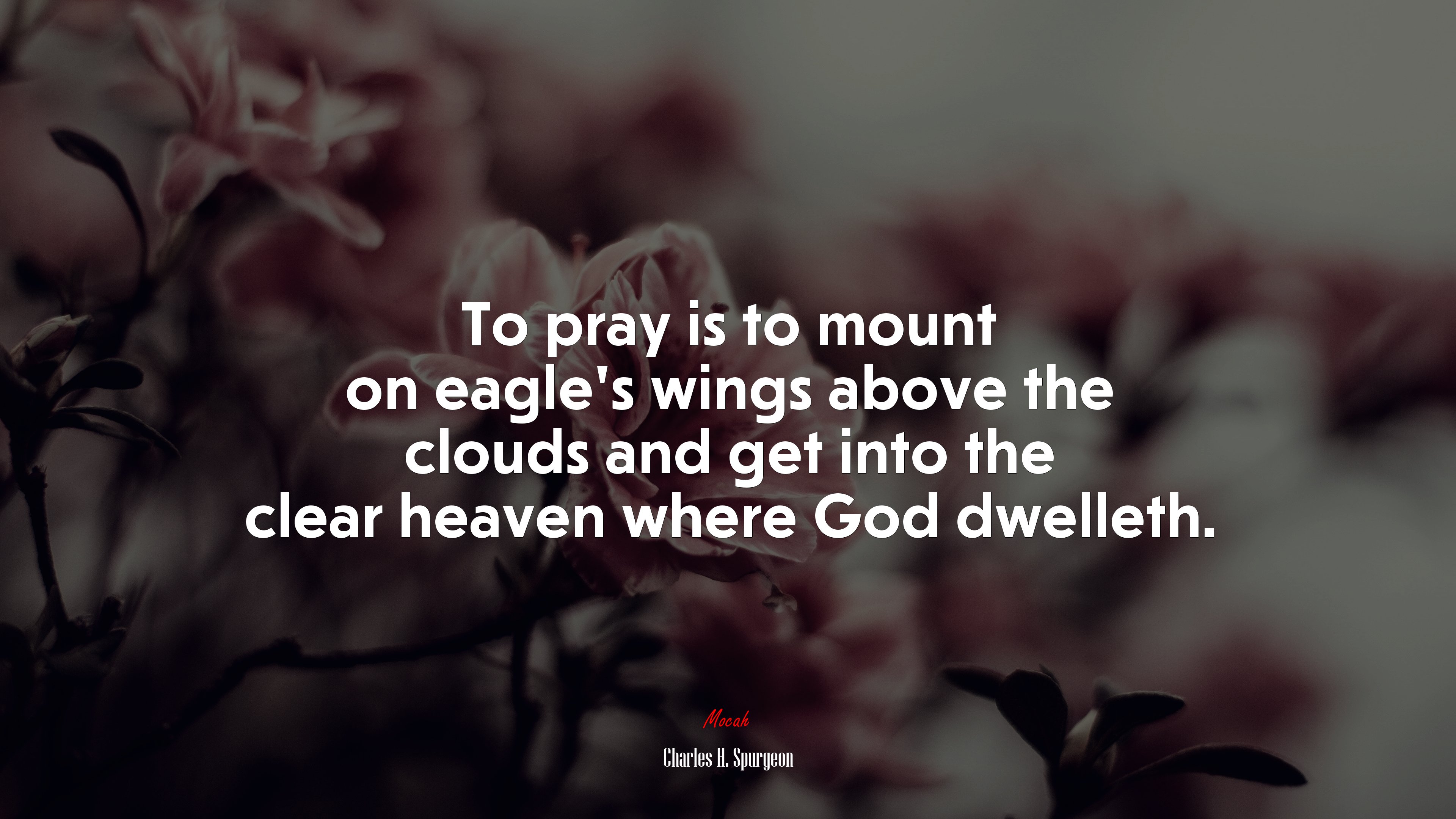 To pray is to mount on eagle’s wings above the clouds and get into the clear heaven where God dwelleth. | Charles H. Spurgeon quote HD Wallpaper