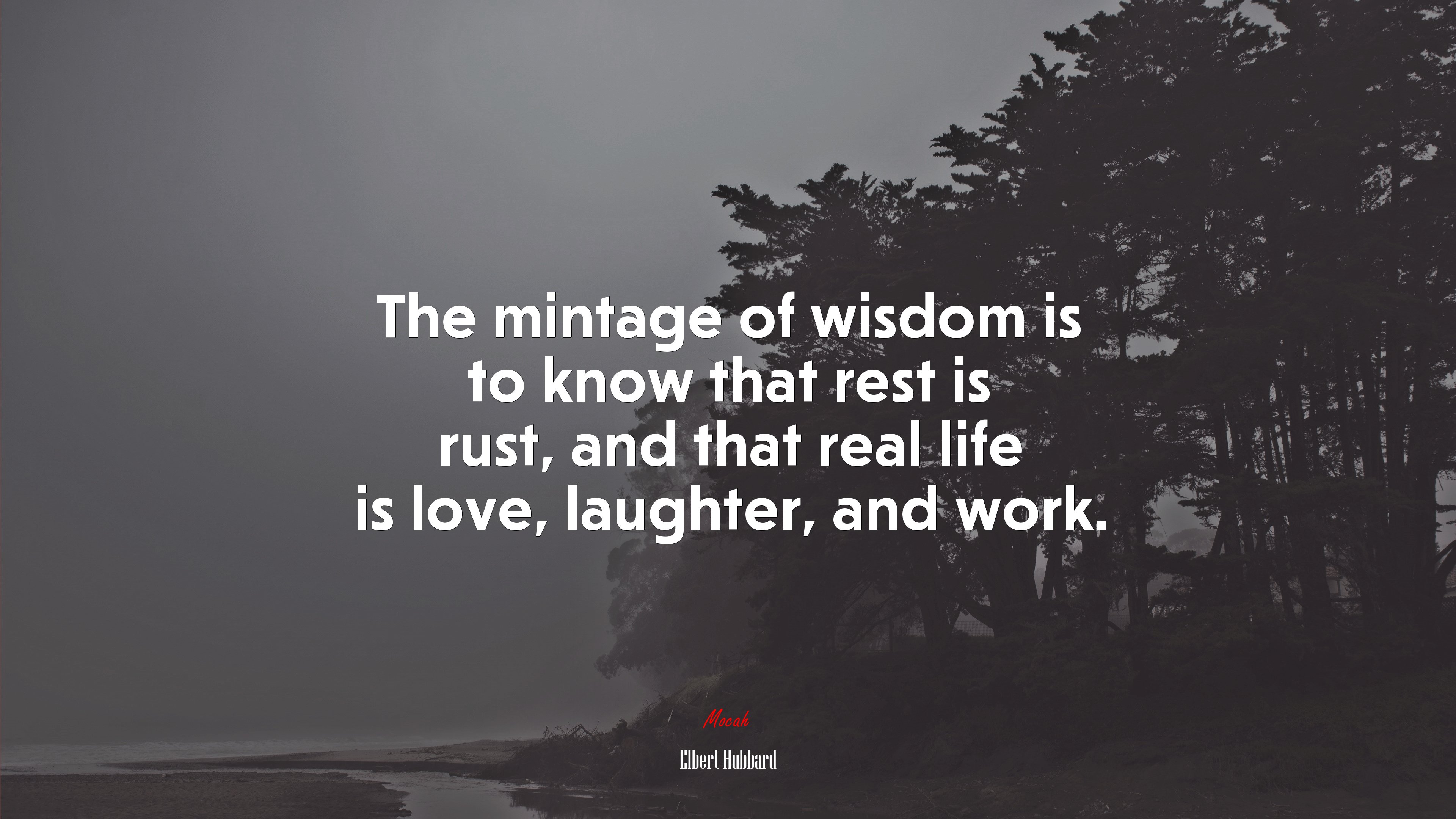 The mintage of wisdom is to know that rest is rust, and that real life is love, laughter, and work. | Elbert Hubbard quote HD Wallpaper