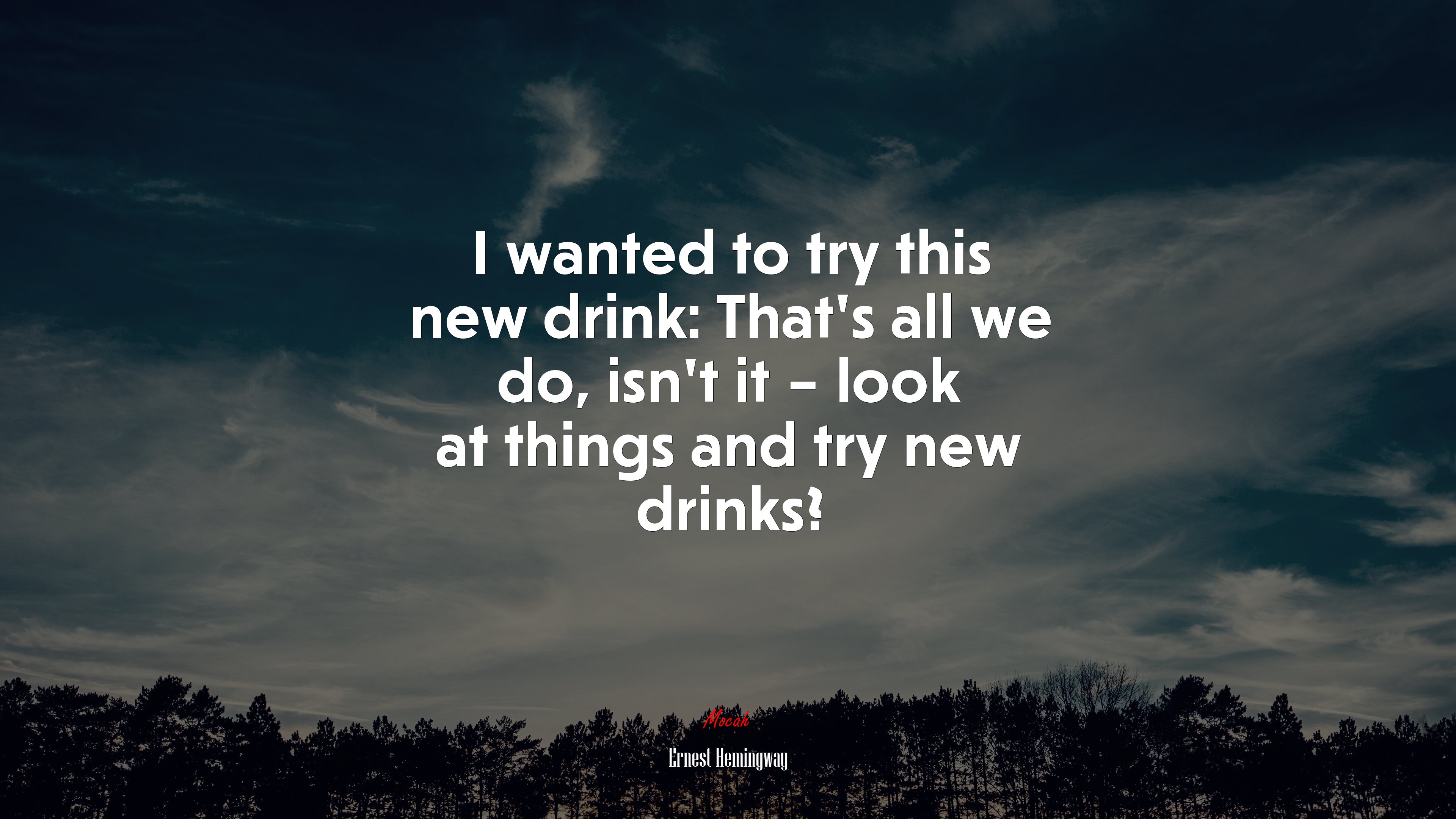 I wanted to try this new drink: That’s all we do, isn’t it – look at things and try new drinks? | Ernest Hemingway quote HD Wallpaper