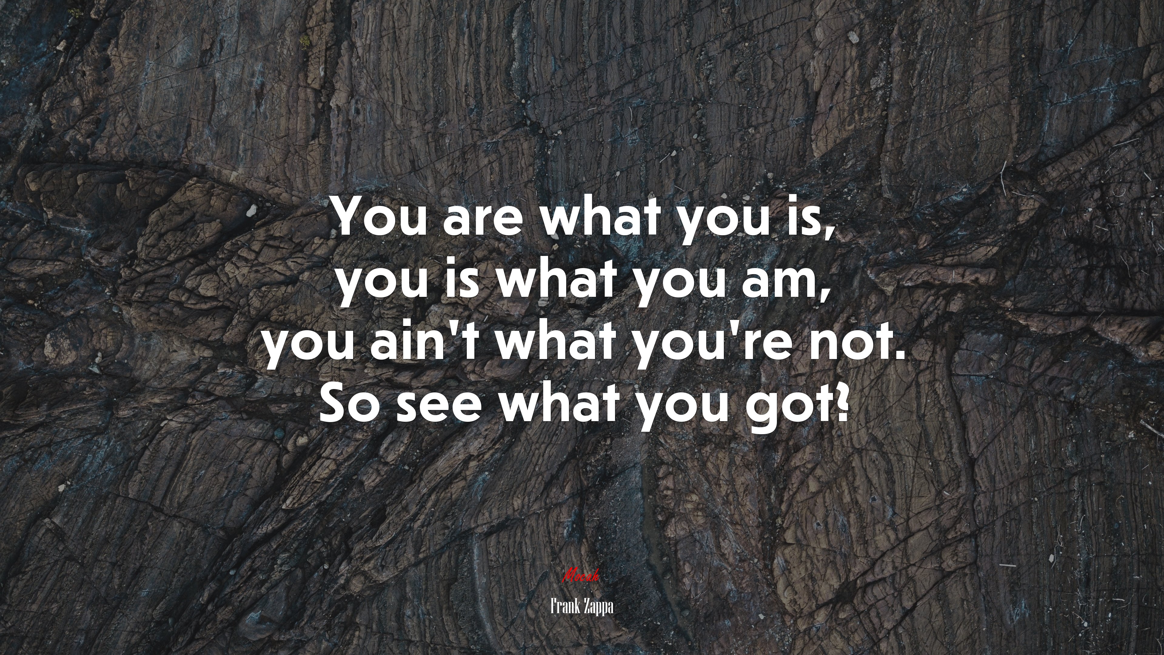 You are what you is, you is what you am, you ain’t what you’re not. So see what you got? | Frank Zappa quote HD Wallpaper