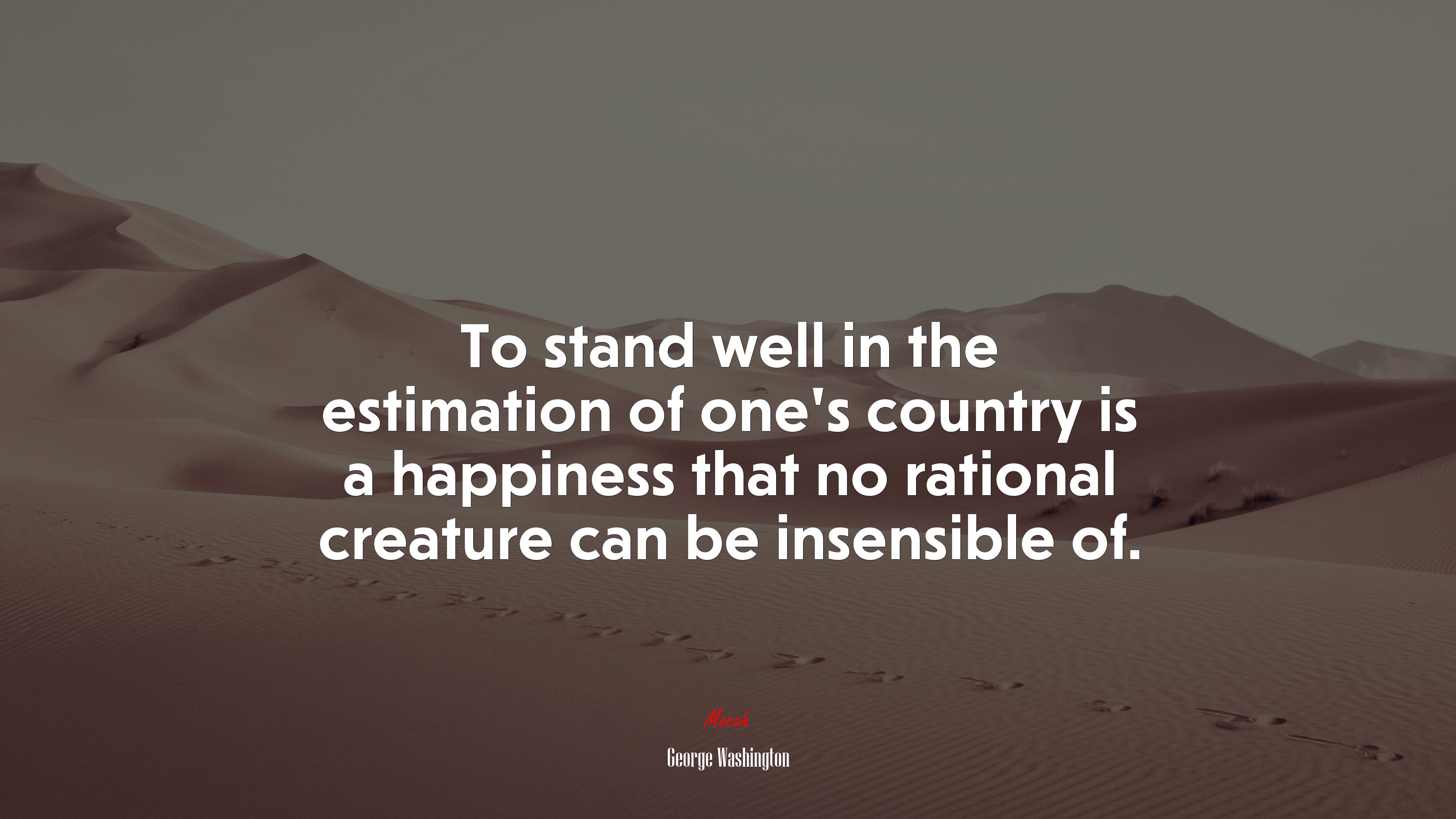 To stand well in the estimation of one’s country is a happiness that no rational creature can be insensible of. | George Washington quote HD Wallpaper