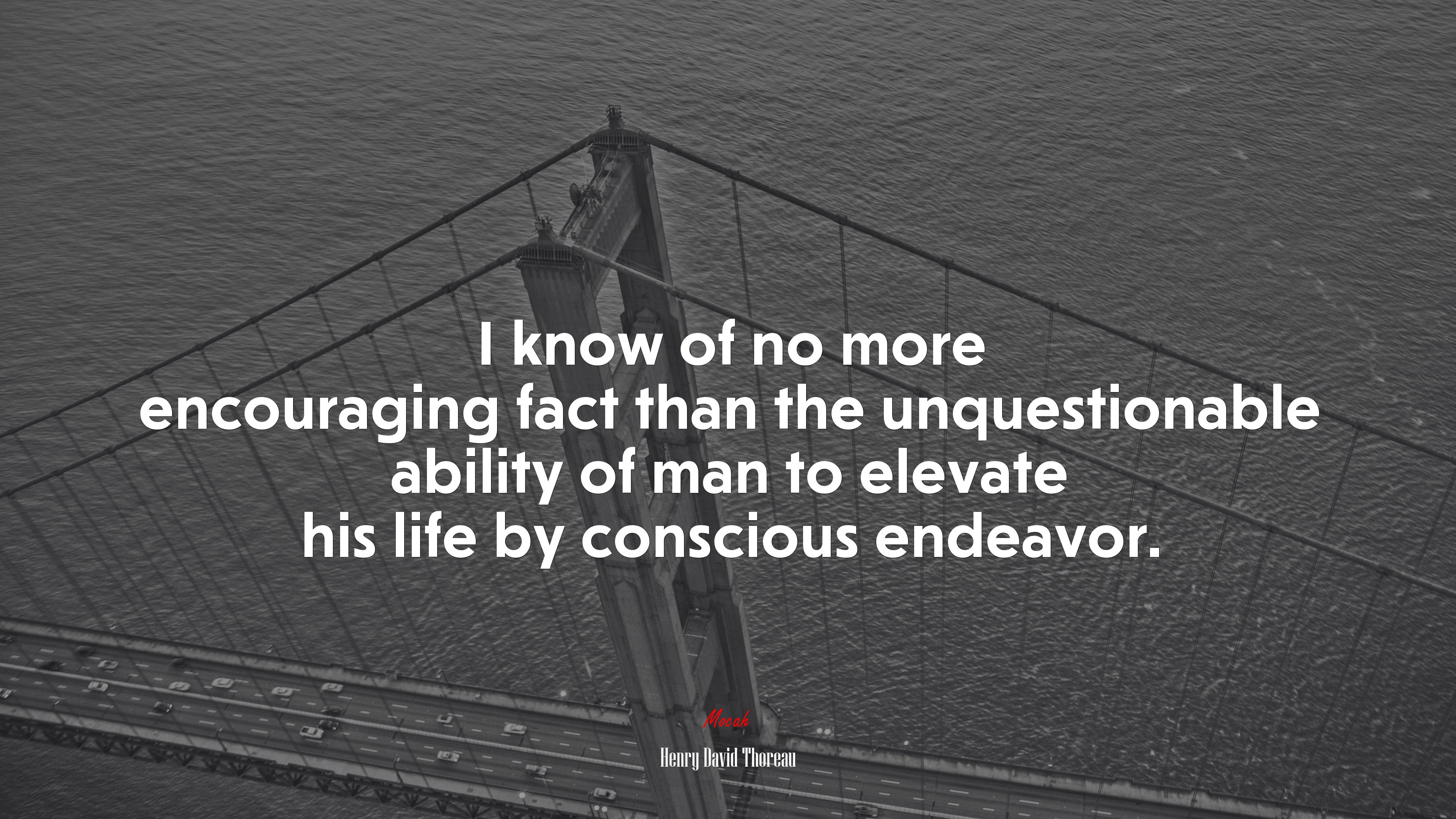 I know of no more encouraging fact than the unquestionable ability of man to elevate his life by conscious endeavor. | Henry David Thoreau quote HD Wallpaper
