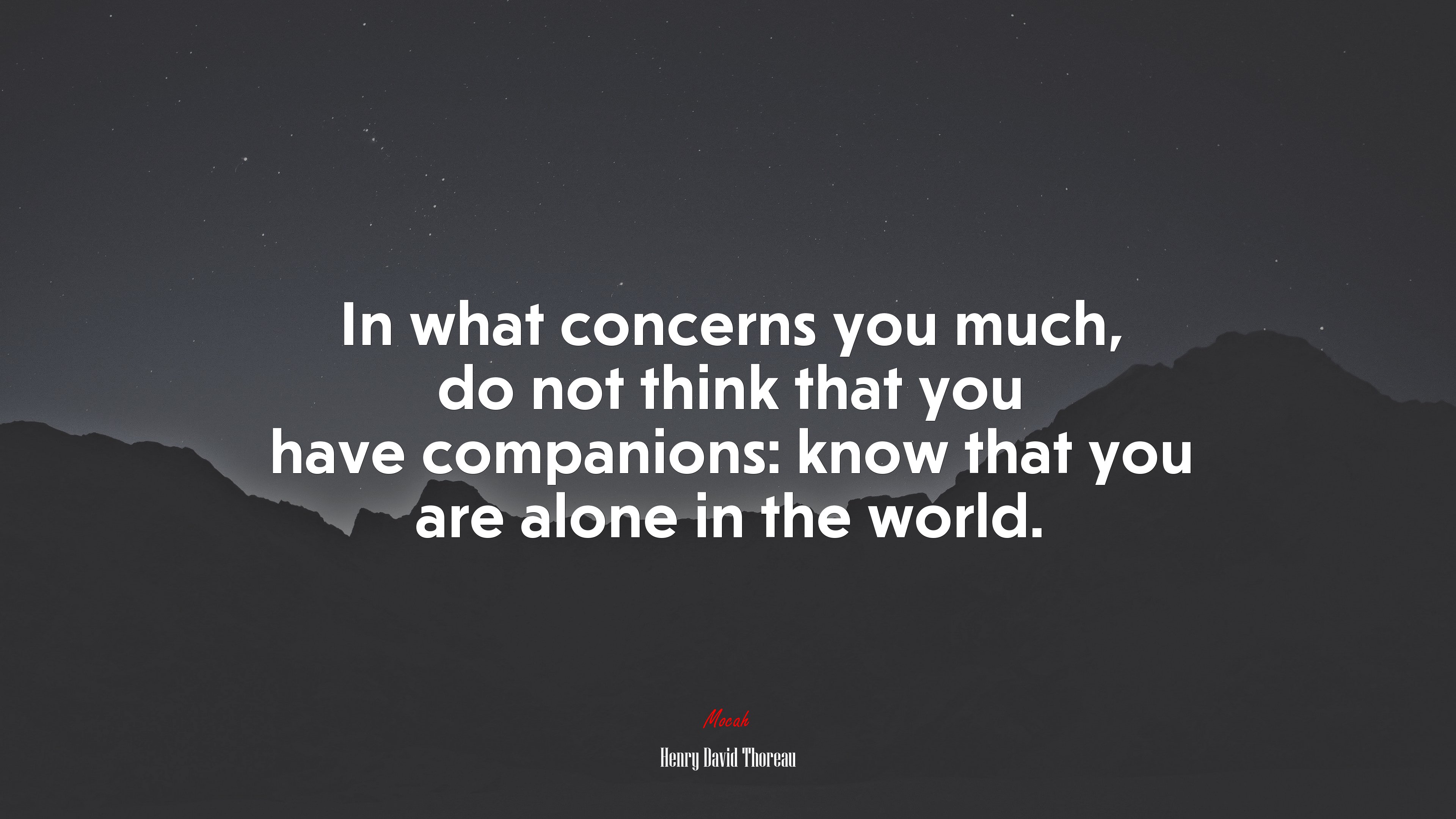 In what concerns you much, do not think that you have companions: know that you are alone in the world. | Henry David Thoreau quote HD Wallpaper