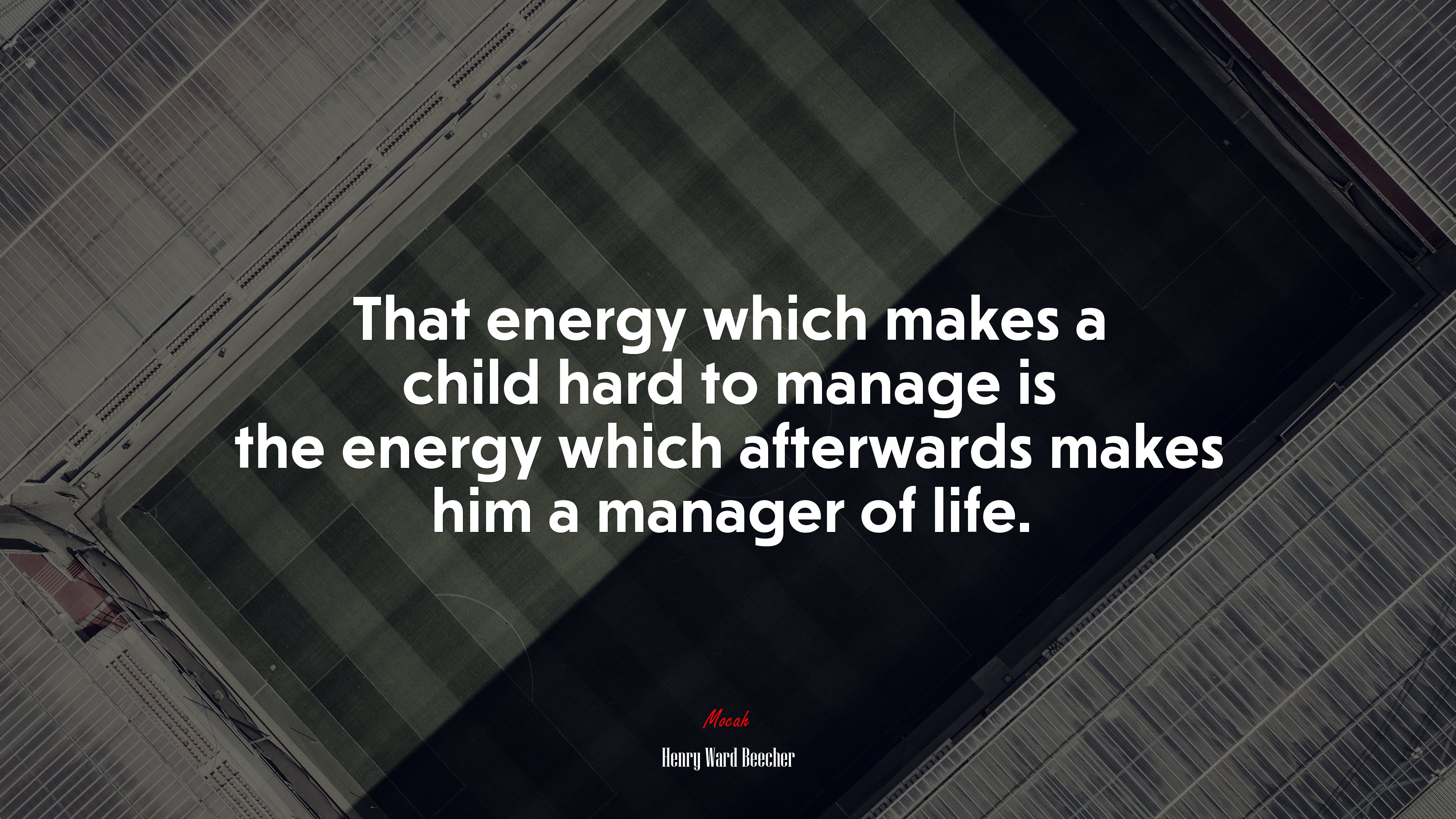 That energy which makes a child hard to manage is the energy which afterwards makes him a manager of life. | Henry Ward Beecher quote HD Wallpaper