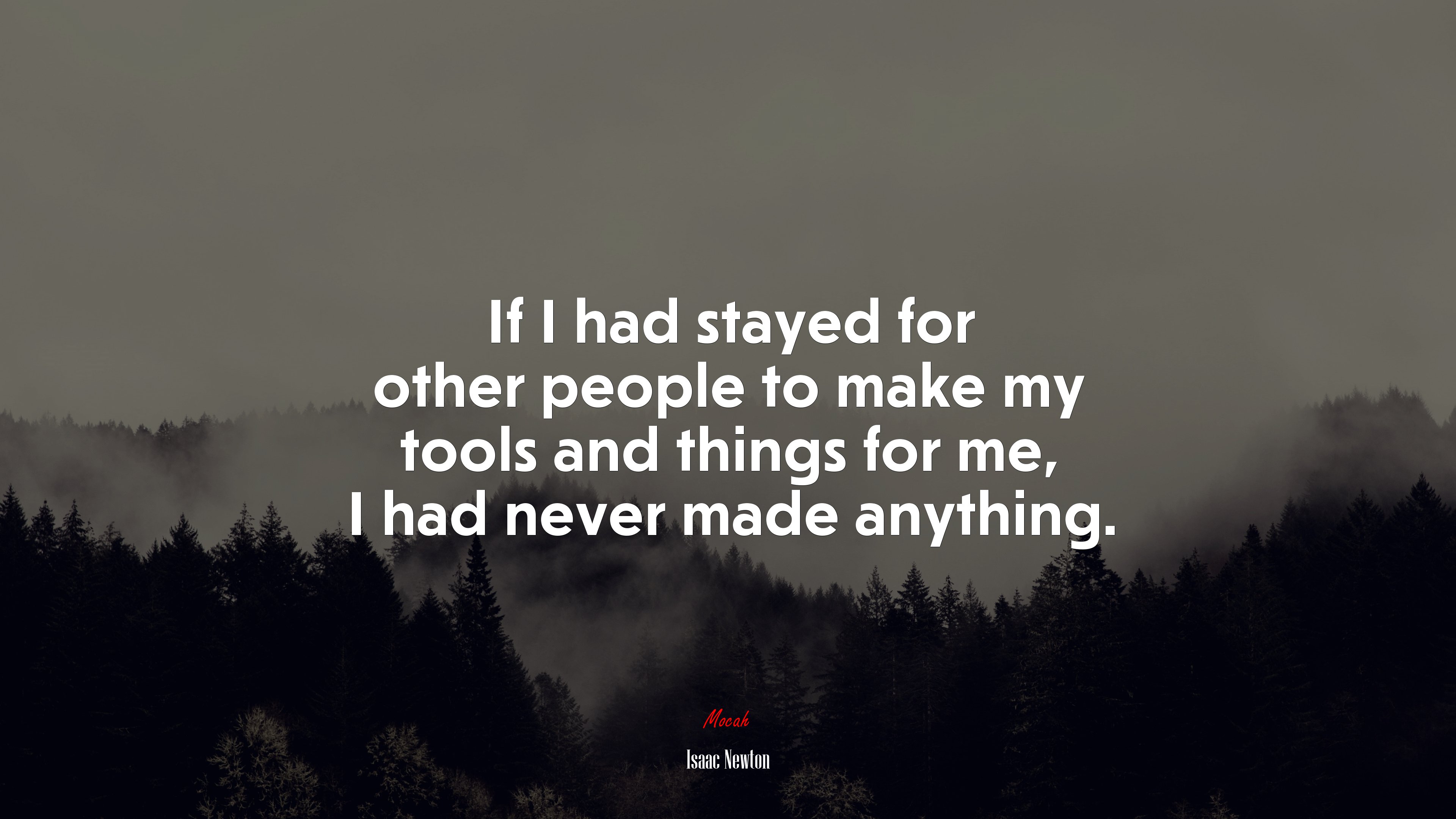 If I had stayed for other people to make my tools and things for me, I had never made anything. | Isaac Newton quote HD Wallpaper