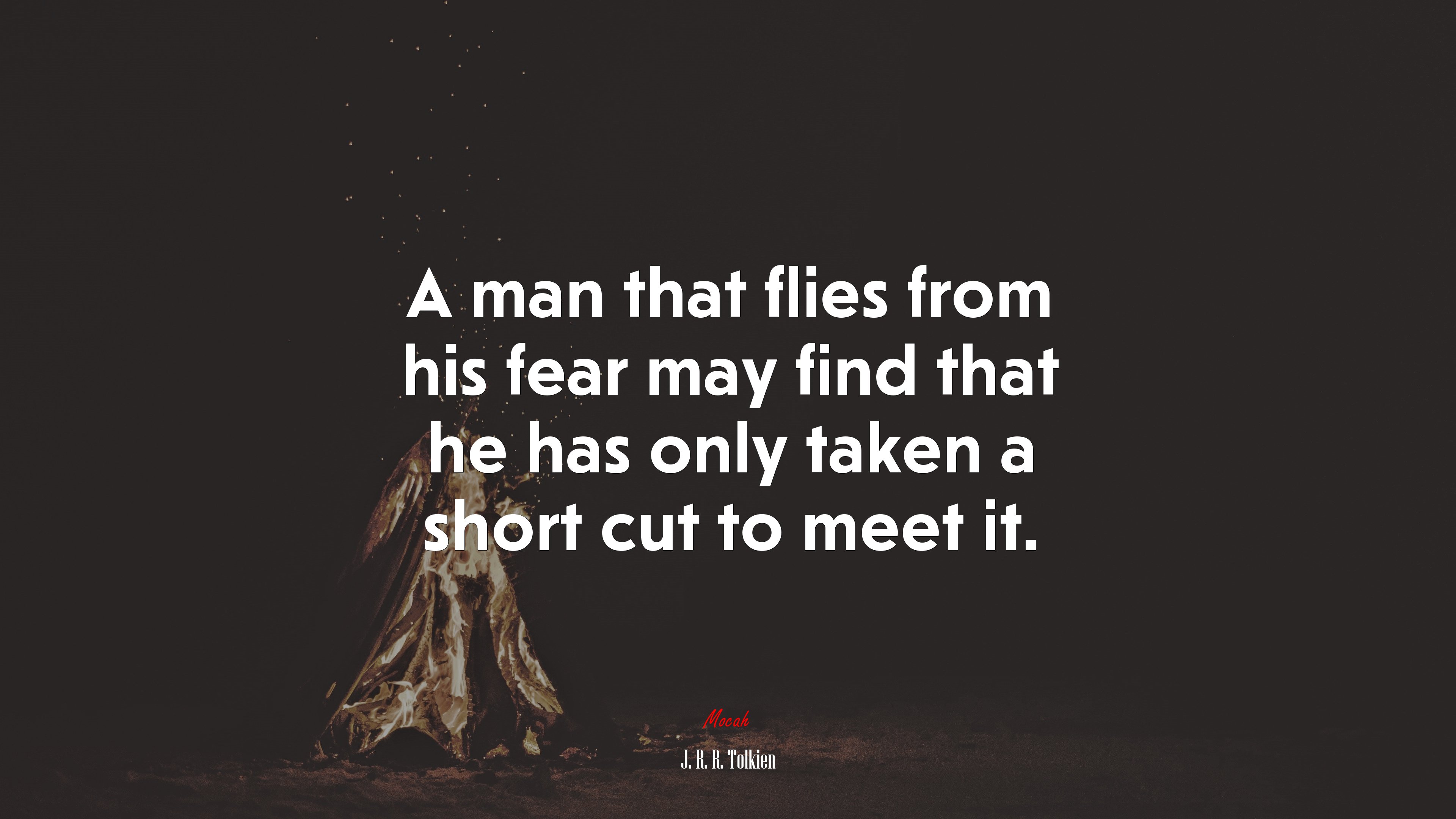 A man that flies from his fear may find that he has only taken a short cut to meet it. | J. R. R. Tolkien quote HD Wallpaper