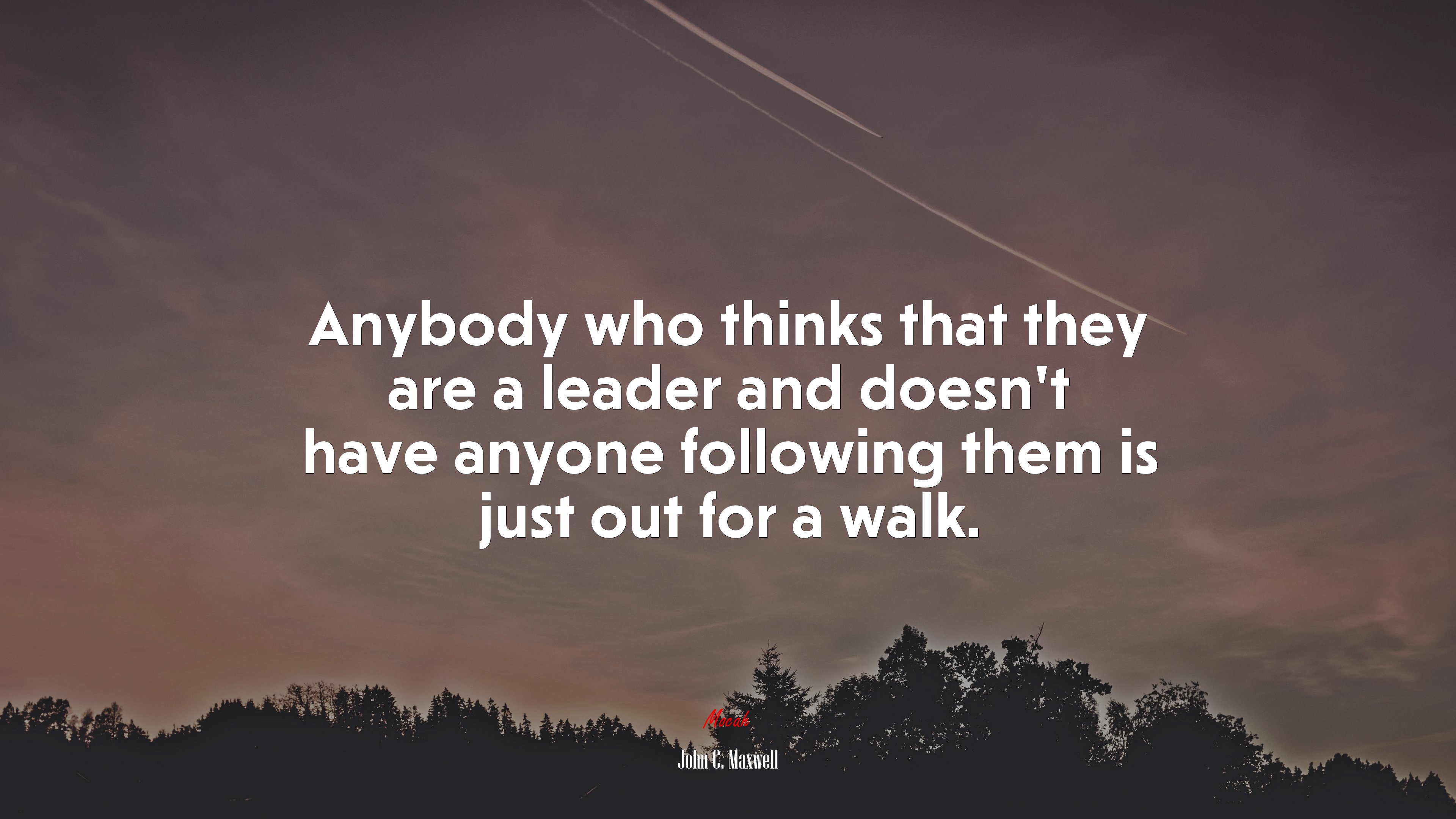 Anybody who thinks that they are a leader and doesn’t have anyone following them is just out for a walk. | John C. Maxwell quote HD Wallpaper