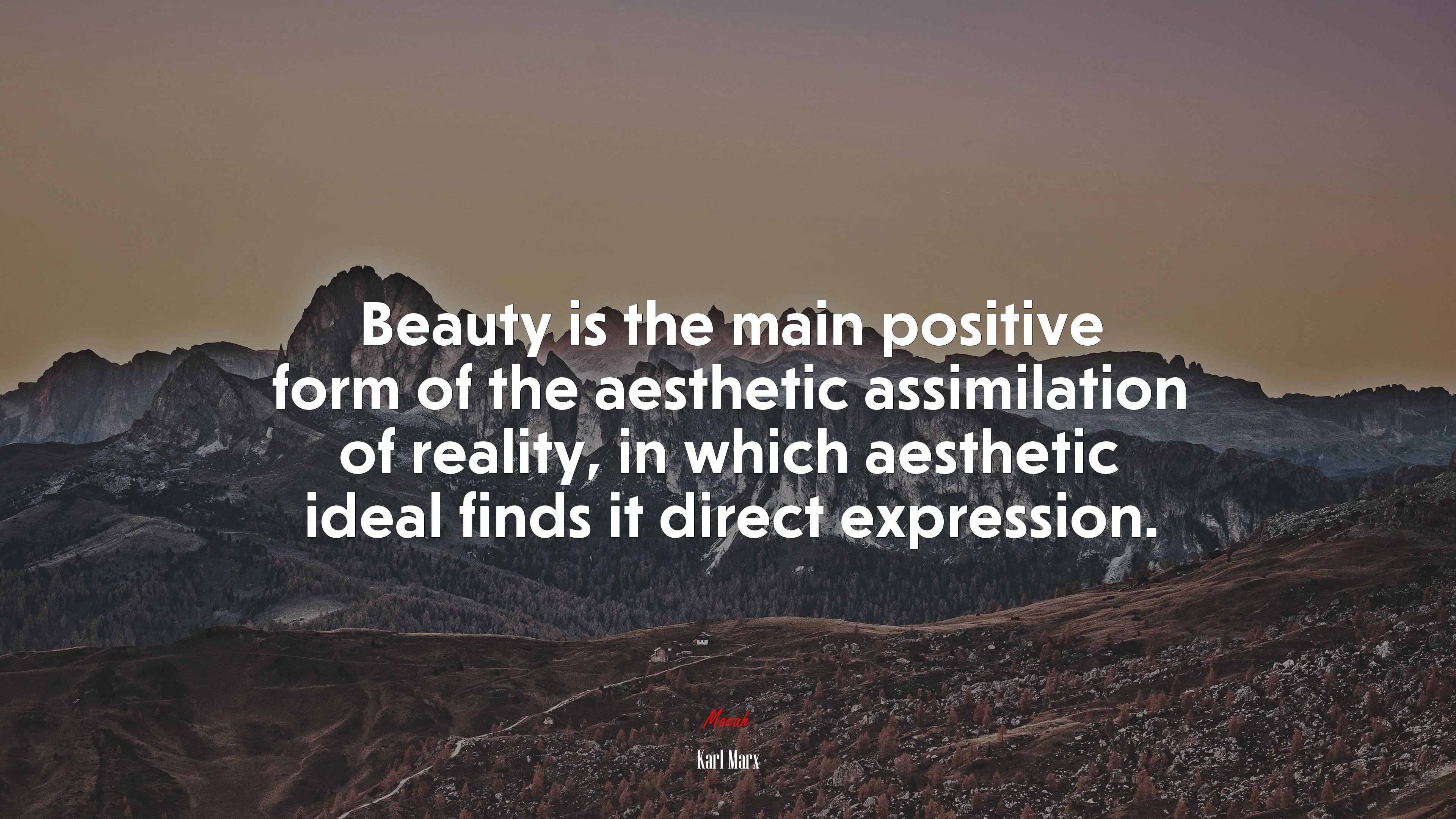 Beauty is the main positive form of the aesthetic assimilation of reality, in which aesthetic ideal finds it direct expression. | Karl Marx quote HD Wallpaper