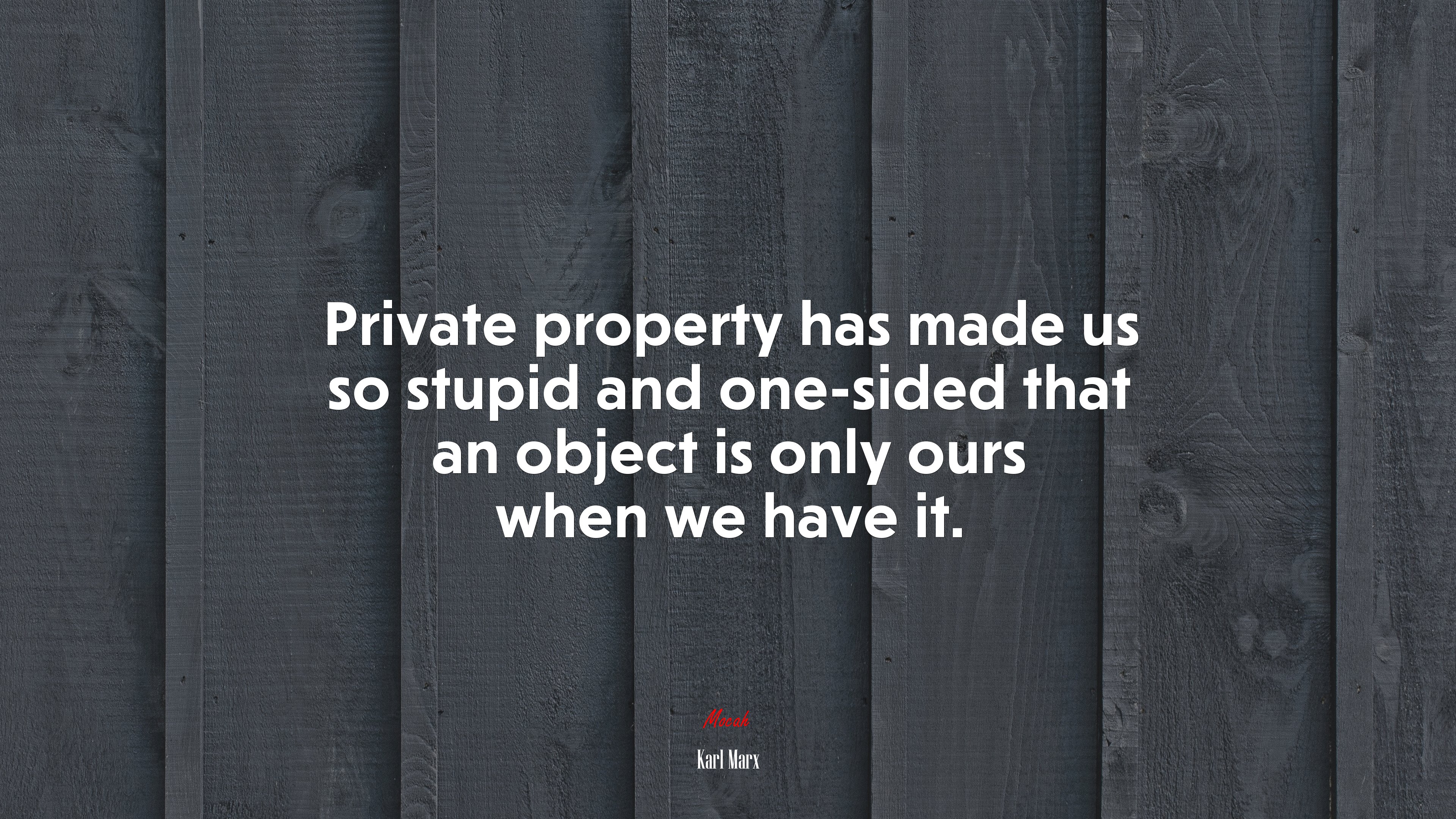 Private property has made us so stupid and one-sided that an object is only ours when we have it. | Karl Marx quote HD Wallpaper