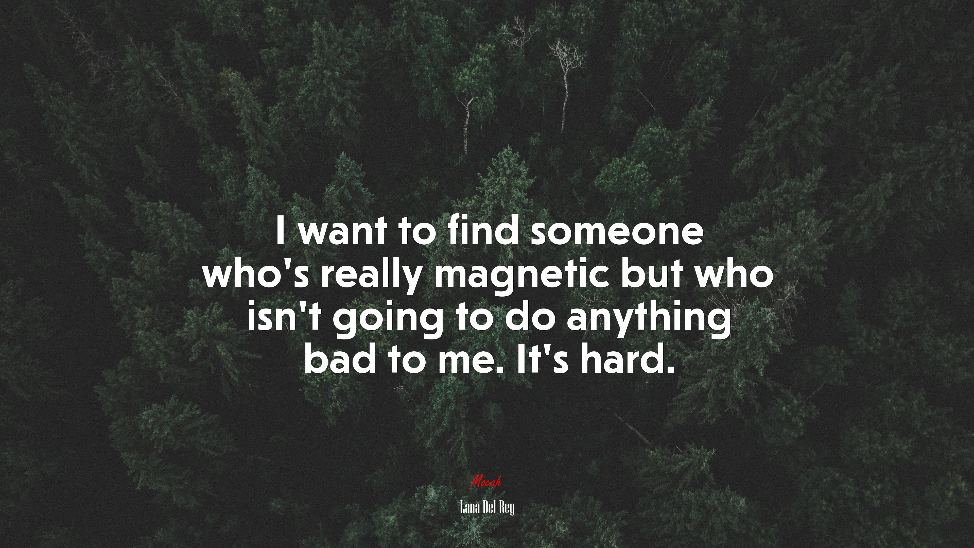 I want to find someone who’s really magnetic but who isn’t going to do anything bad to me. It’s hard. | Lana Del Rey quote HD Wallpaper