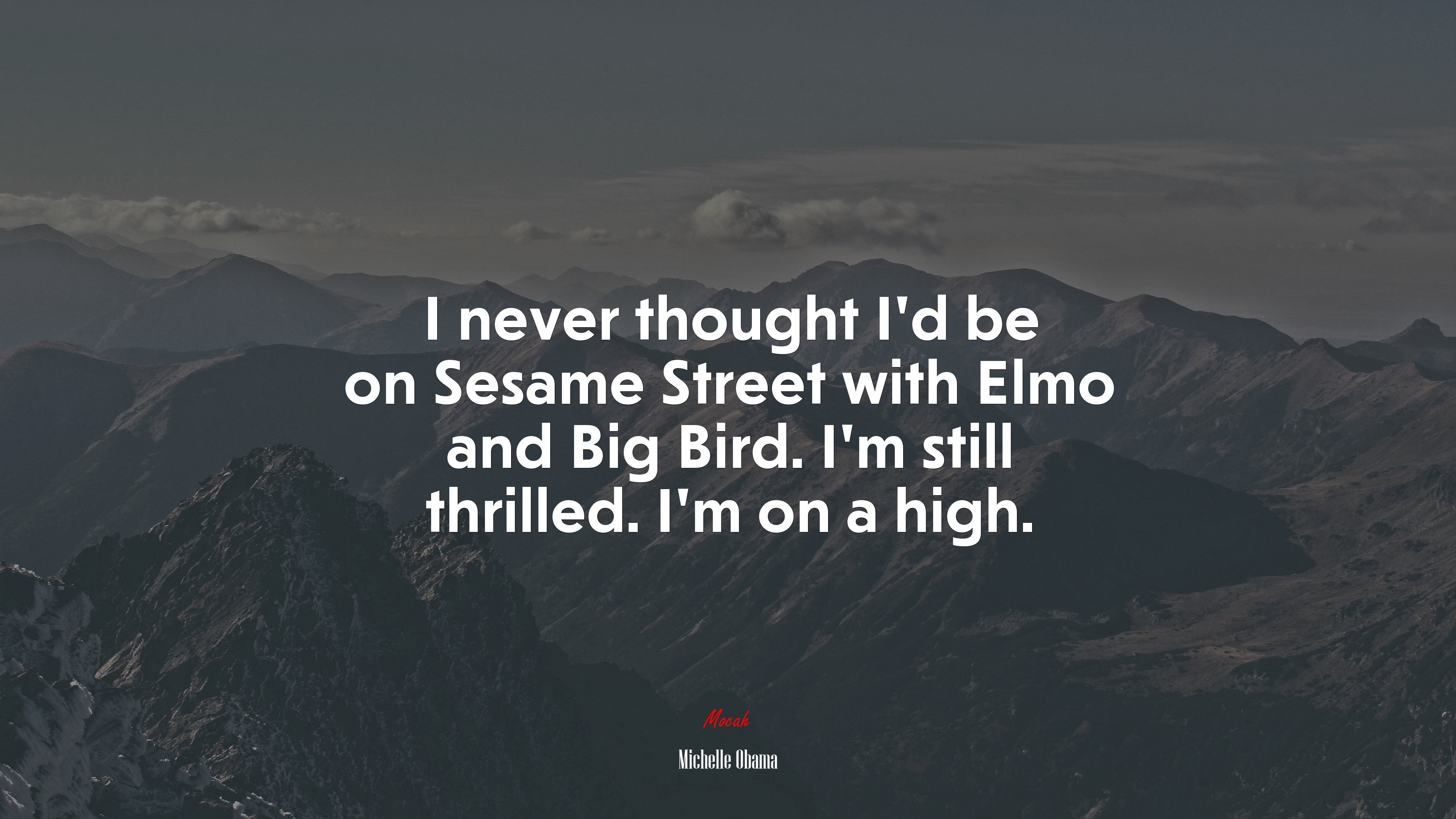 I never thought I’d be on Sesame Street with Elmo and Big Bird. I’m still thrilled. I’m on a high. | Michelle Obama quote HD Wallpaper