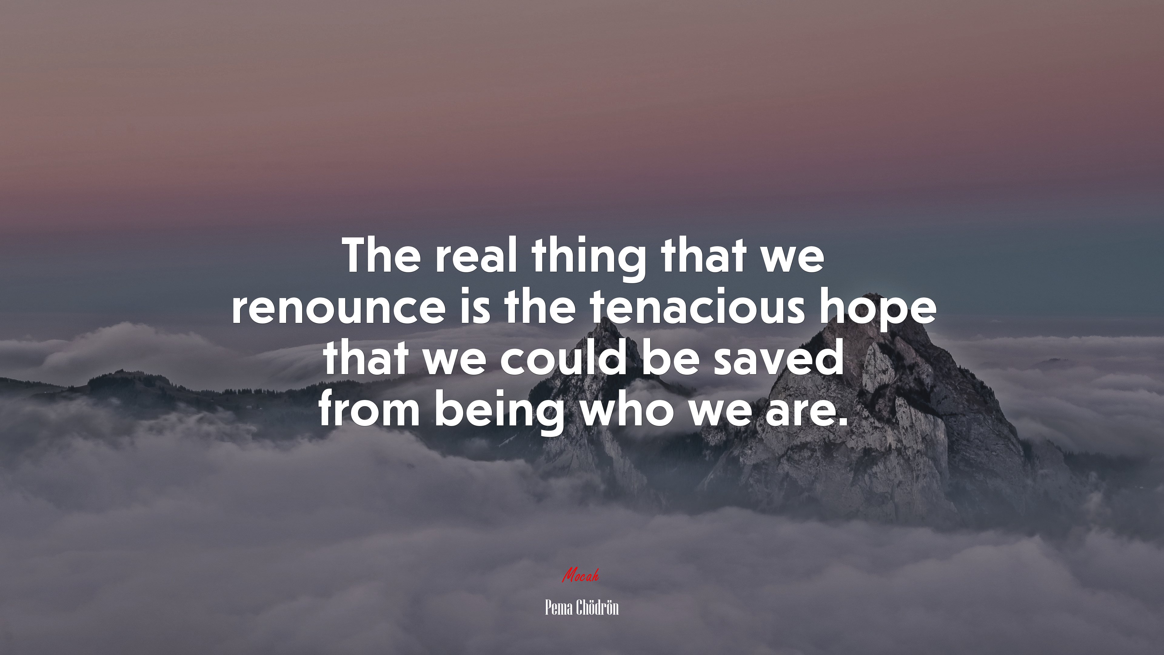 The real thing that we renounce is the tenacious hope that we could be saved from being who we are. | Pema Chödrön quote HD Wallpaper