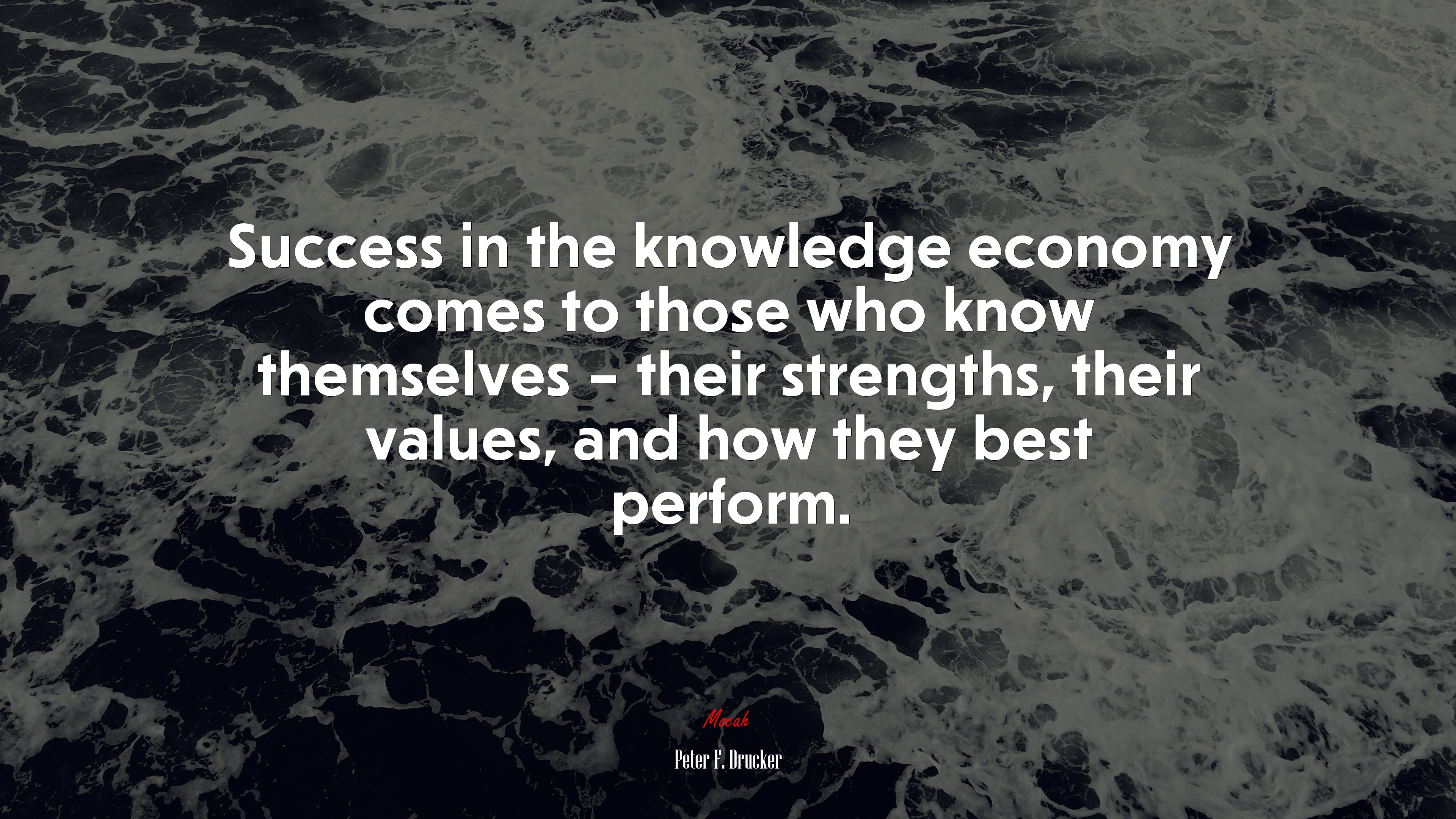 Success in the knowledge economy comes to those who know themselves – their strengths, their values, and how they best perform. | Peter F. Drucker quote HD Wallpaper