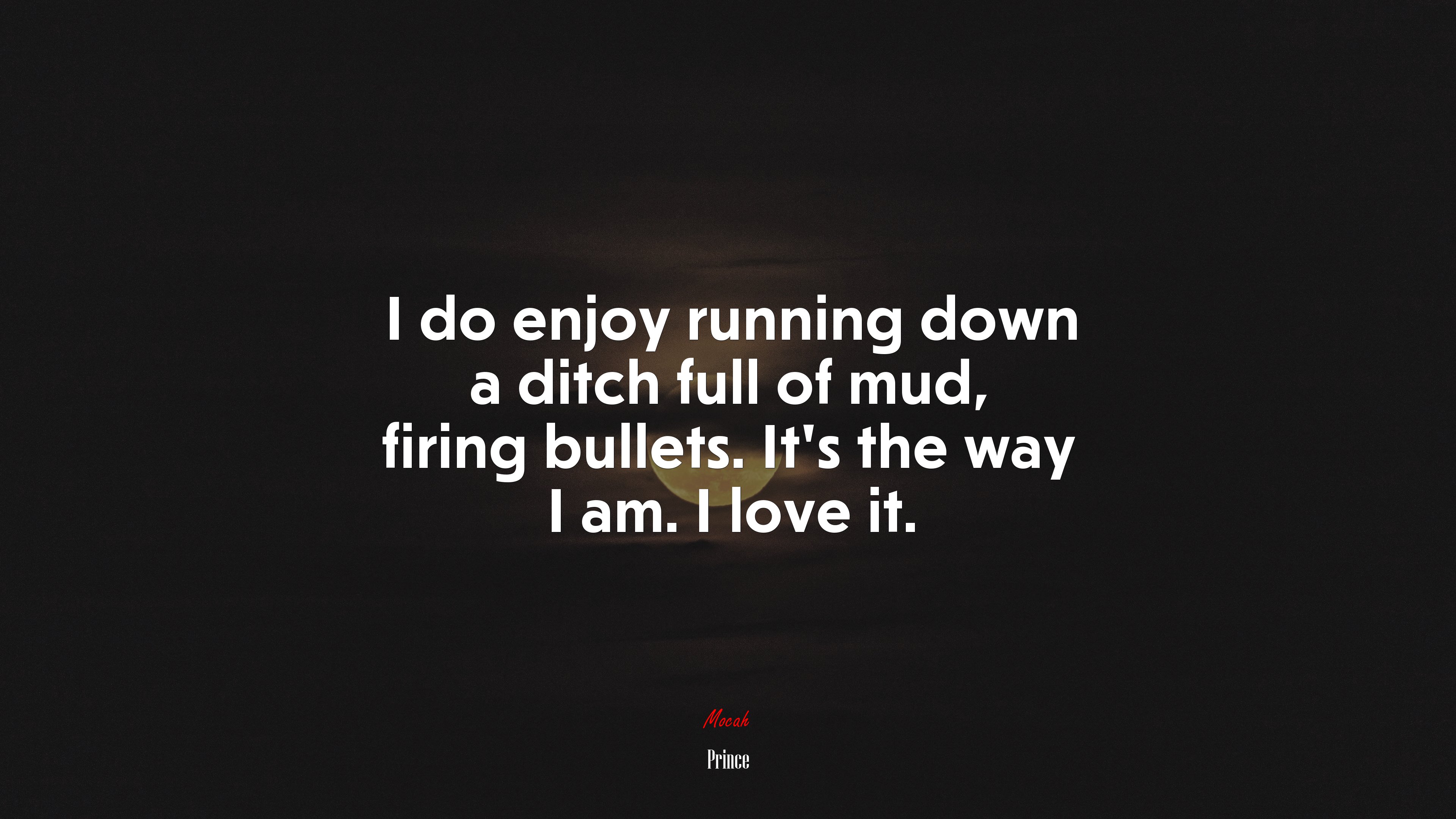 I do enjoy running down a ditch full of mud, firing bullets. It’s the way I am. I love it. | Prince quote HD Wallpaper