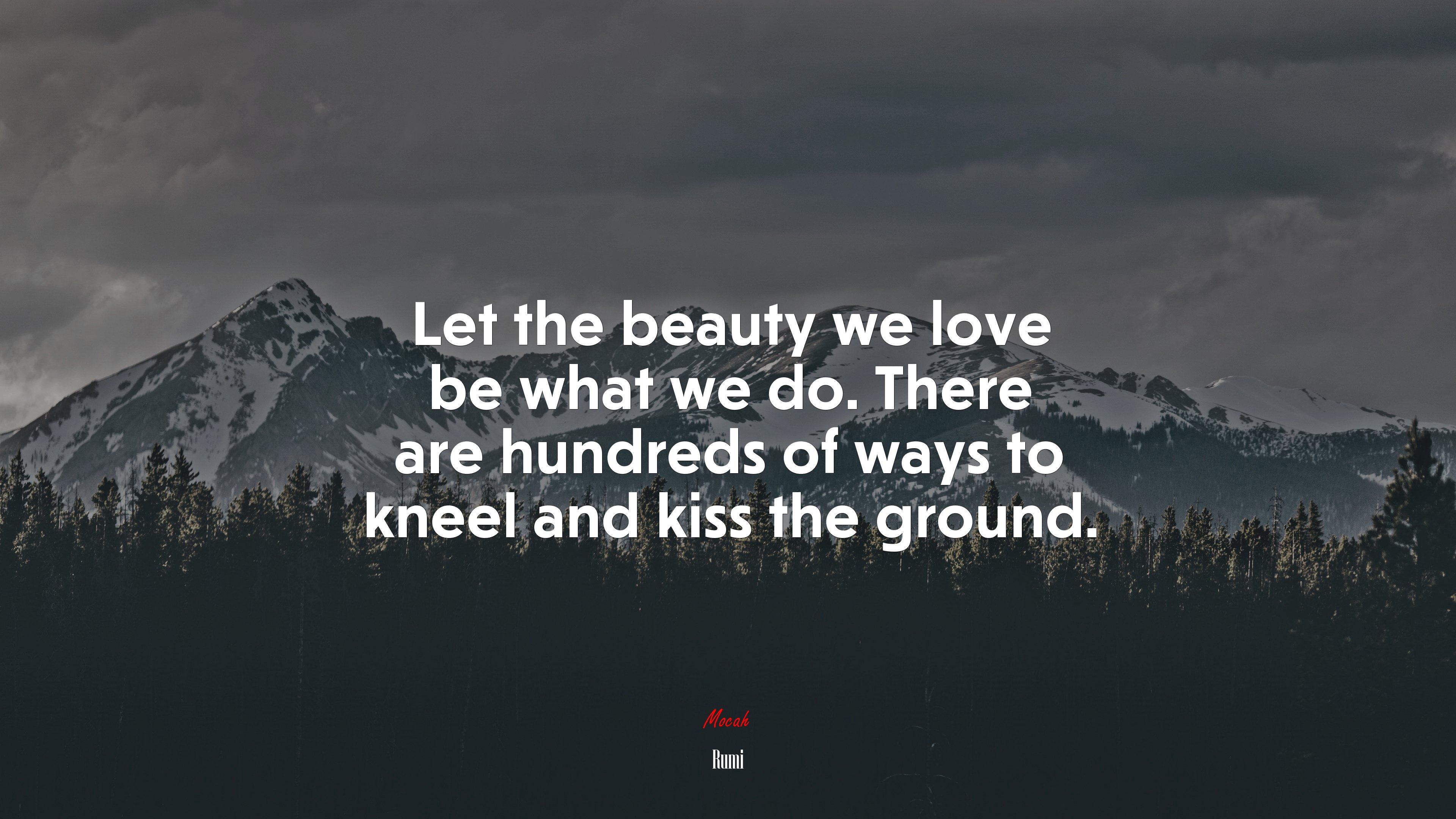 Let the beauty we love be what we do. There are hundreds of ways to kneel and kiss the ground. | Rumi quote HD Wallpaper