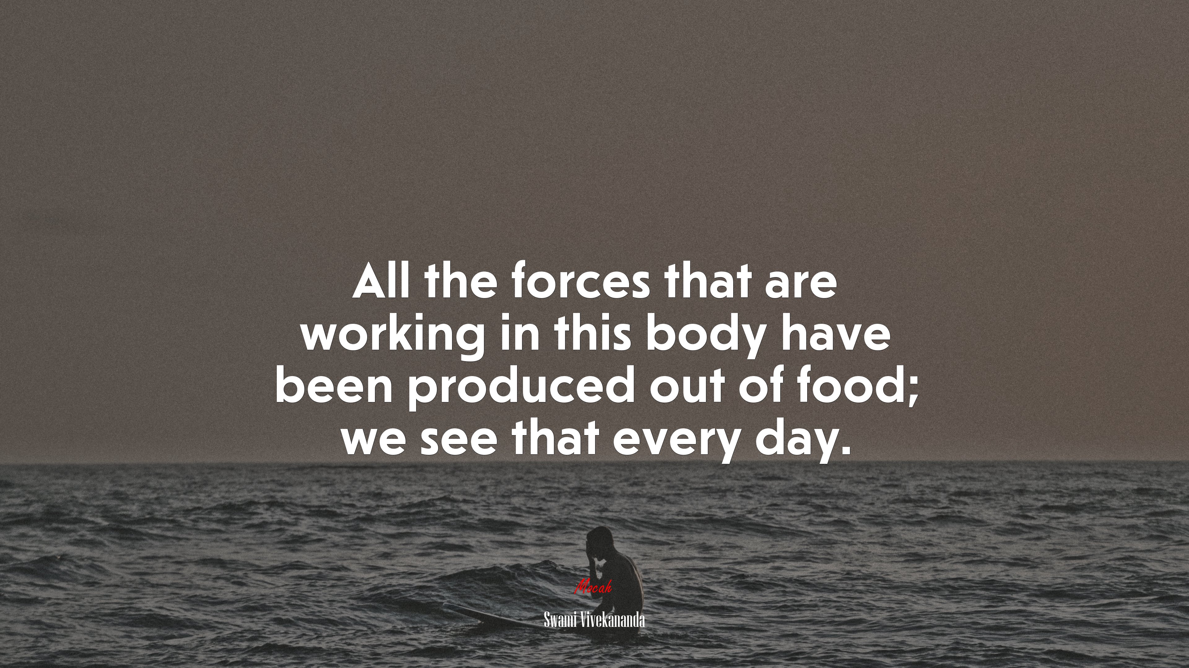 All the forces that are working in this body have been produced out of food; we see that every day. | Swami Vivekananda quote HD Wallpaper