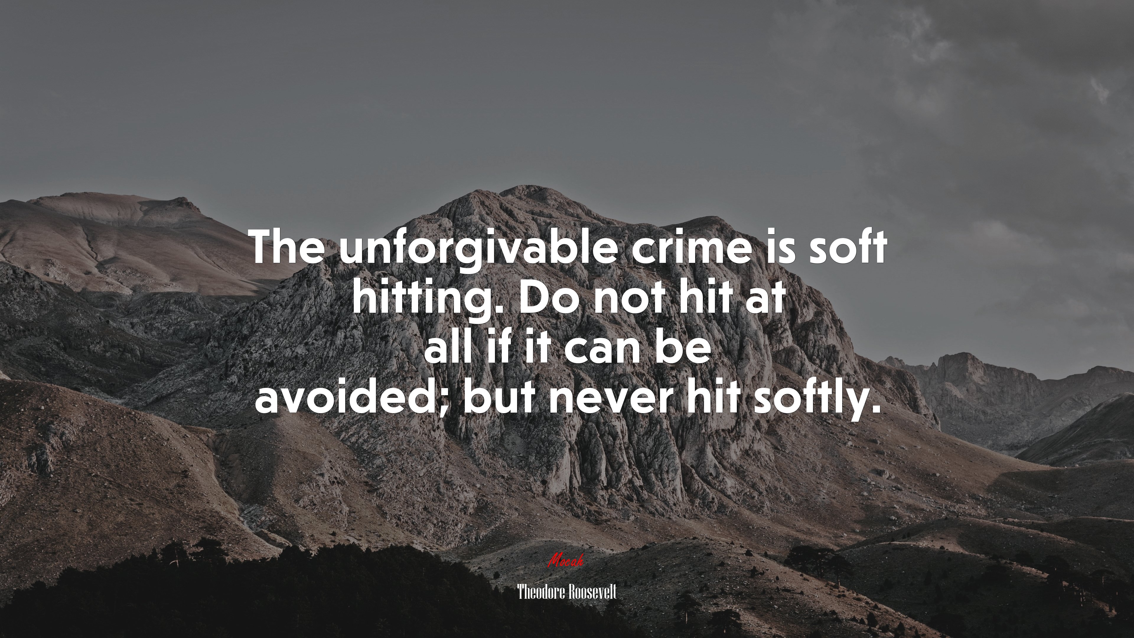 The unforgivable crime is soft hitting. Do not hit at all if it can be avoided; but never hit softly. | Theodore Roosevelt quote HD Wallpaper