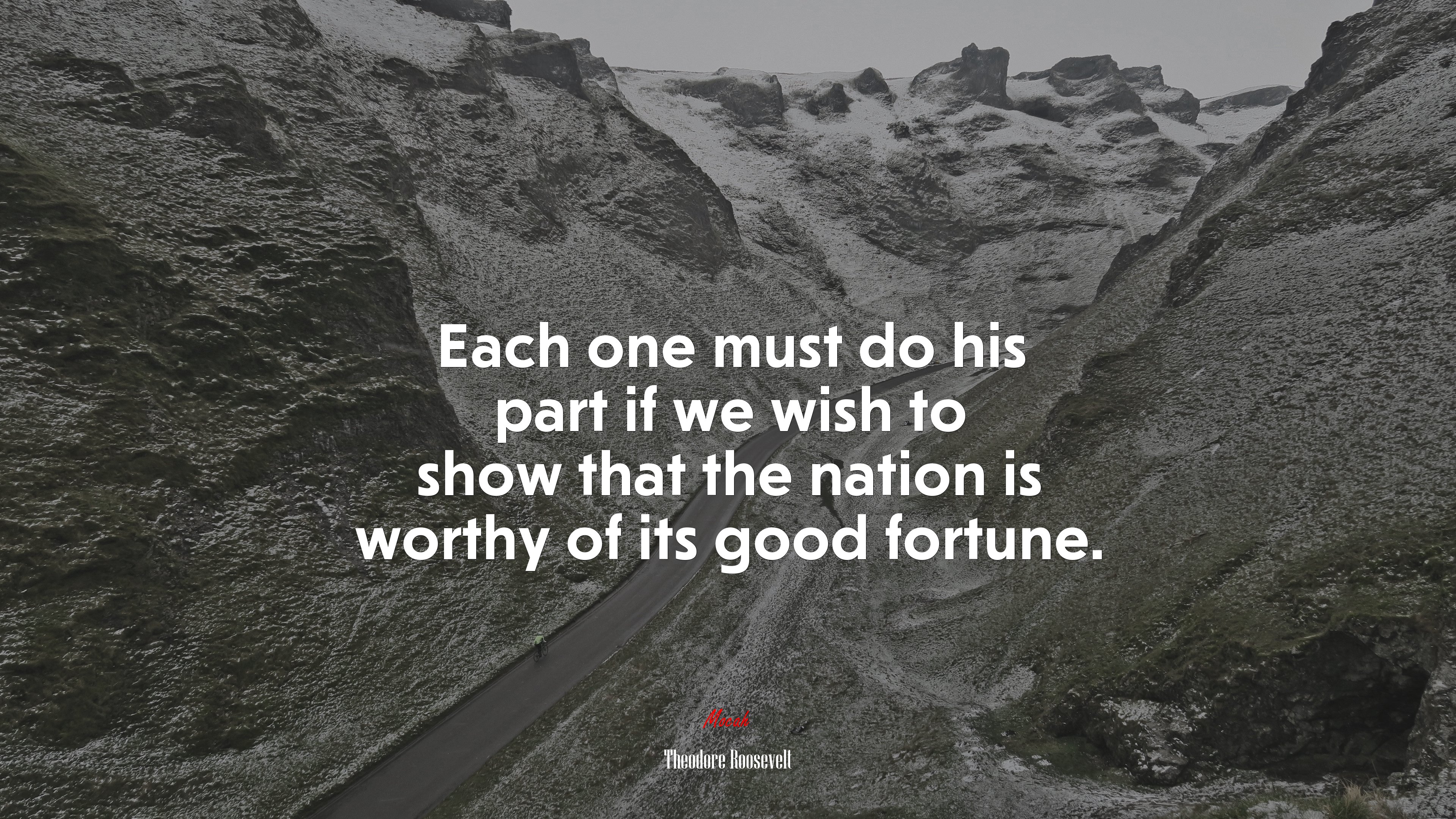 Each one must do his part if we wish to show that the nation is worthy of its good fortune. | Theodore Roosevelt quote HD Wallpaper