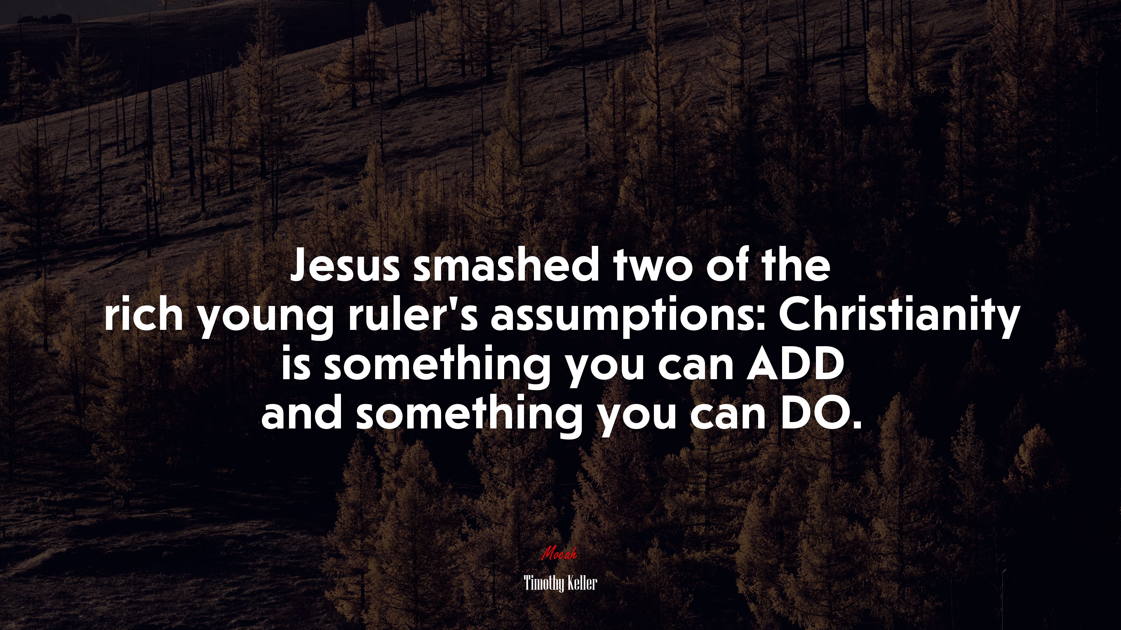 Jesus smashed two of the rich young ruler’s assumptions: Christianity is something you can ADD and something you can DO. | Timothy Keller quote HD Wallpaper