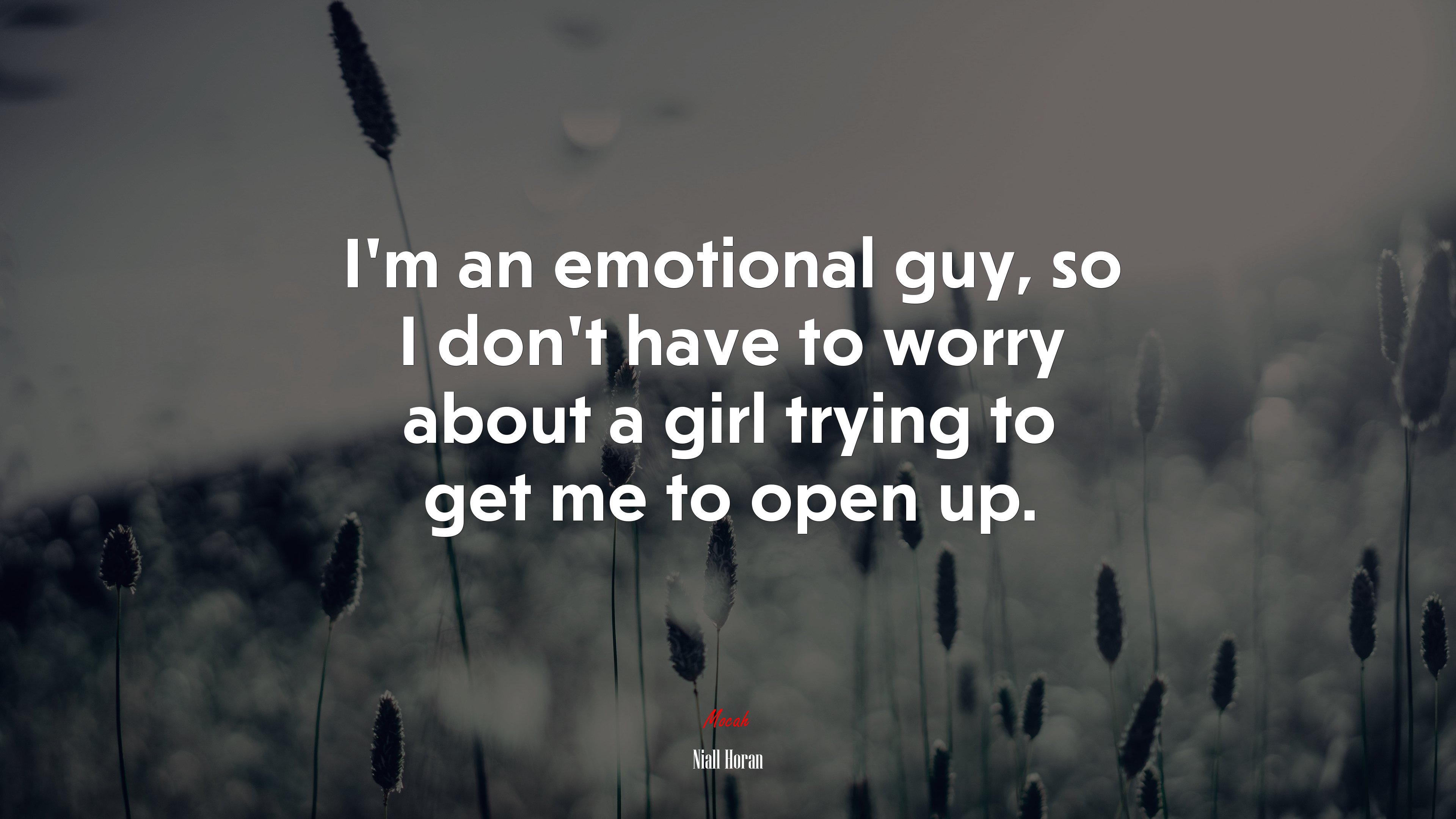 I’m an emotional guy, so I don’t have to worry about a girl trying to get me to open up. | Niall Horan quote HD Wallpaper