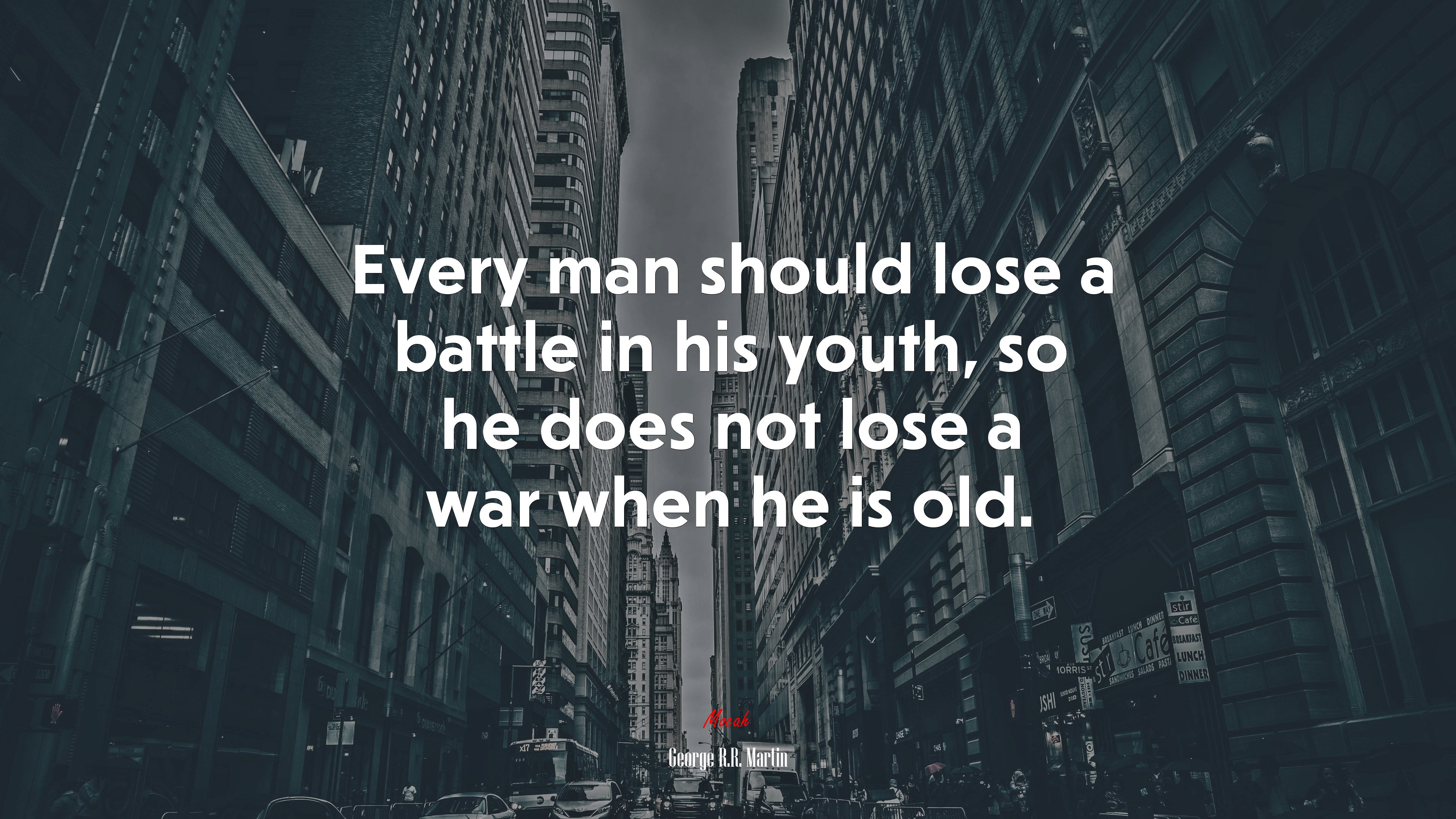 Every man should lose a battle in his youth, so he does not lose a war when he is old. | George R.R. Martin quote HD Wallpaper