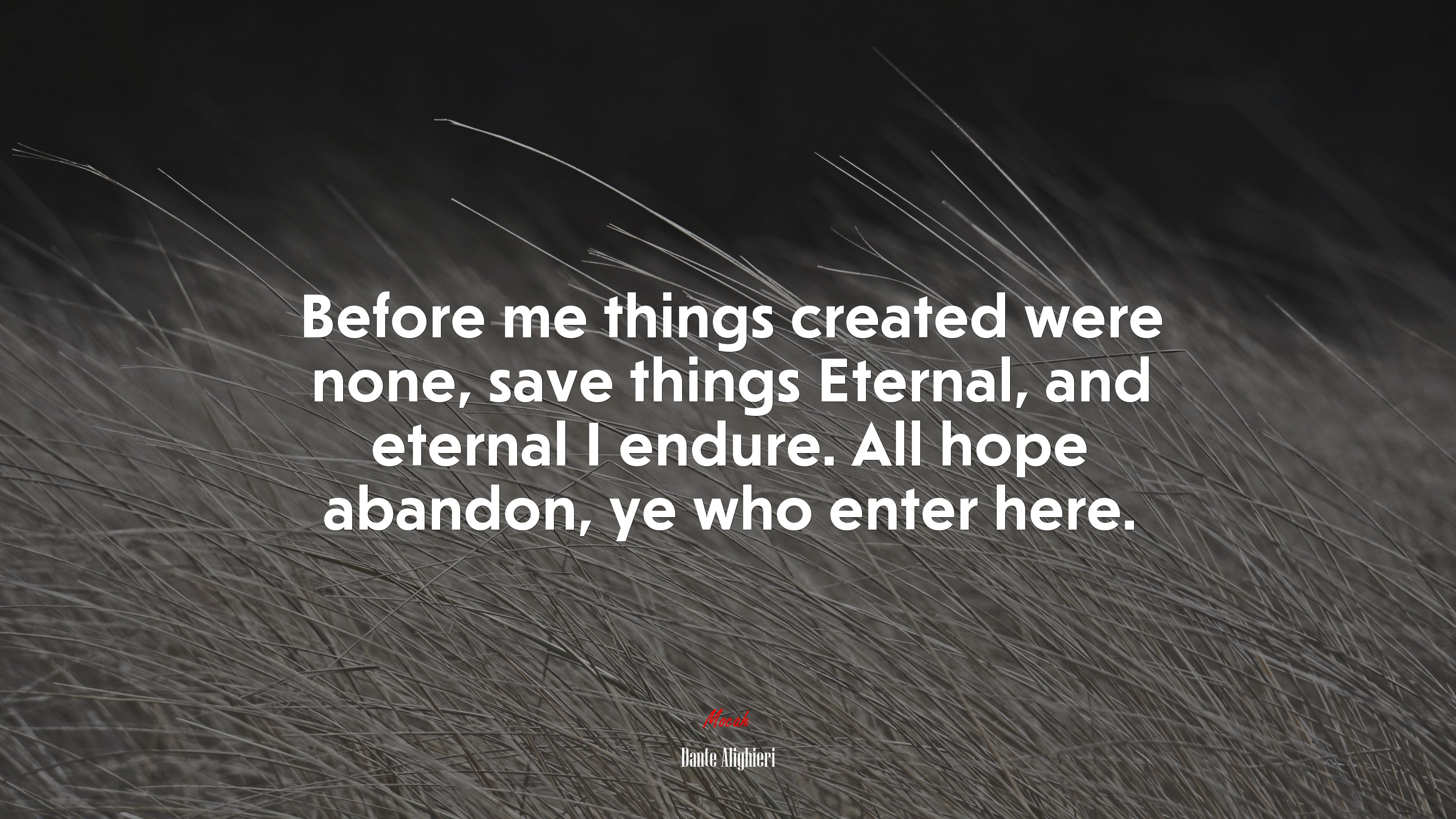 Before me things created were none, save things Eternal, and eternal I endure. All hope abandon, ye who enter here. | Dante Alighieri quote HD Wallpaper