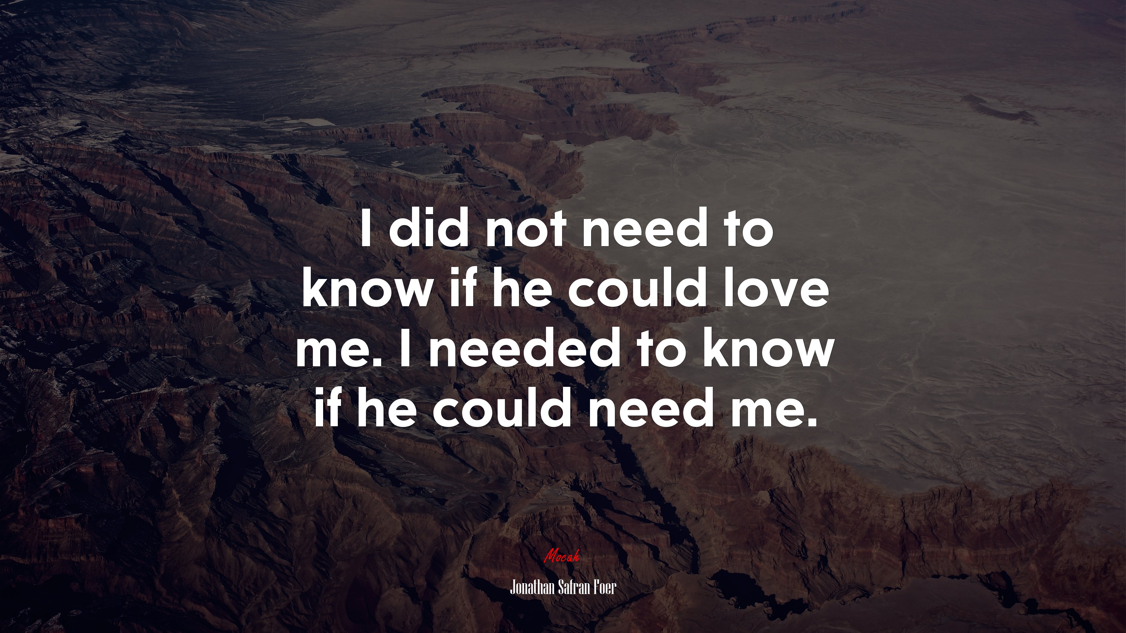 I did not need to know if he could love me. I needed to know if he could need me. | Jonathan Safran Foer quote HD Wallpaper